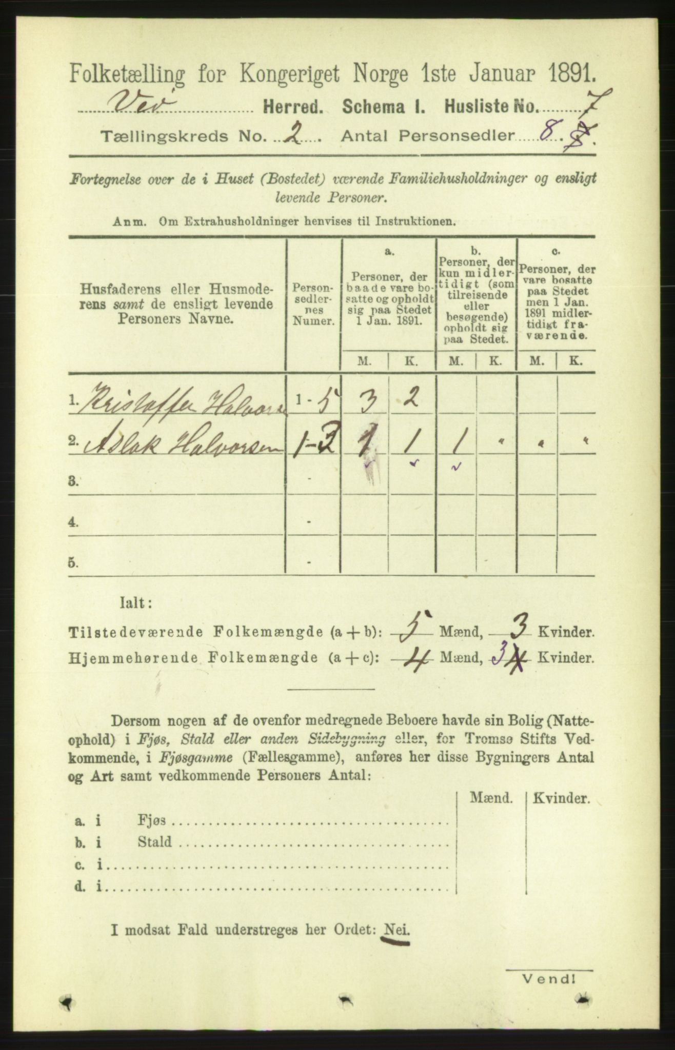 RA, 1891 census for 1541 Veøy, 1891, p. 658