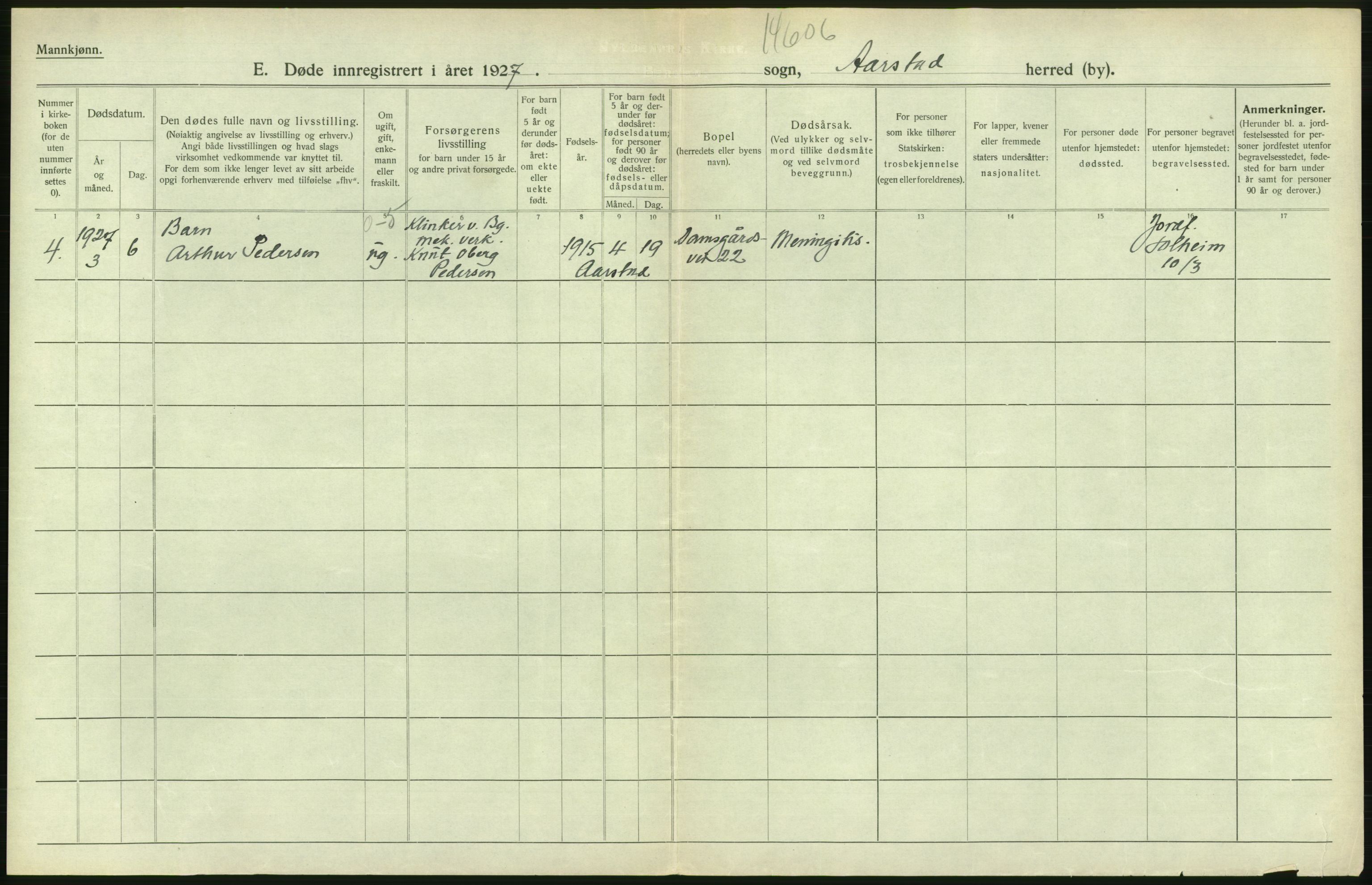 Statistisk sentralbyrå, Sosiodemografiske emner, Befolkning, RA/S-2228/D/Df/Dfc/Dfcg/L0028: Bergen: Gifte, døde., 1927, p. 672