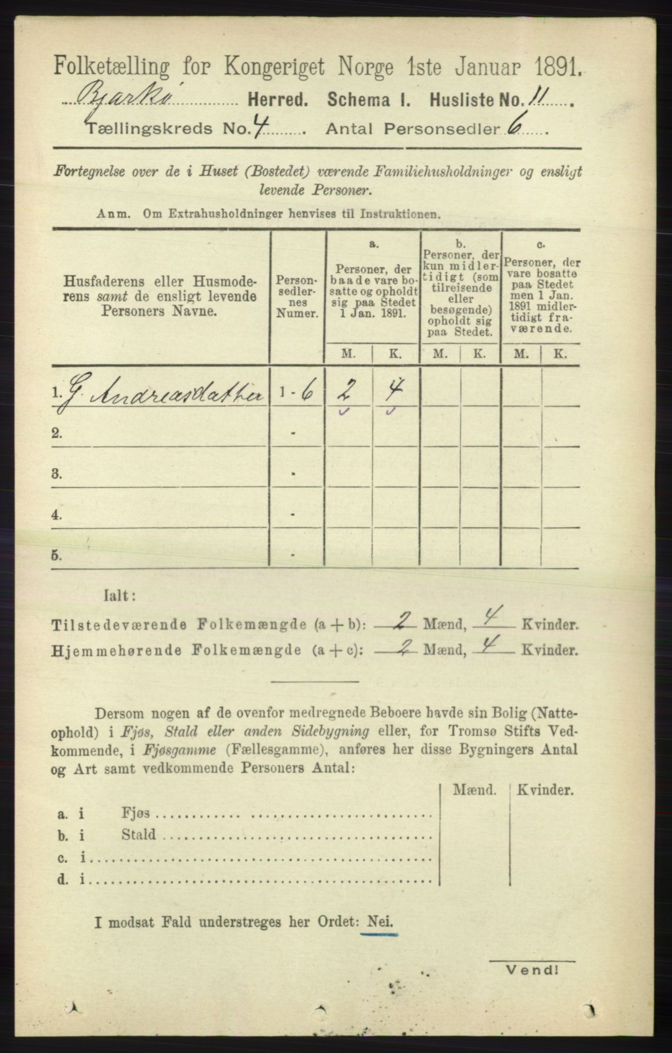 RA, 1891 census for 1915 Bjarkøy, 1891, p. 1882