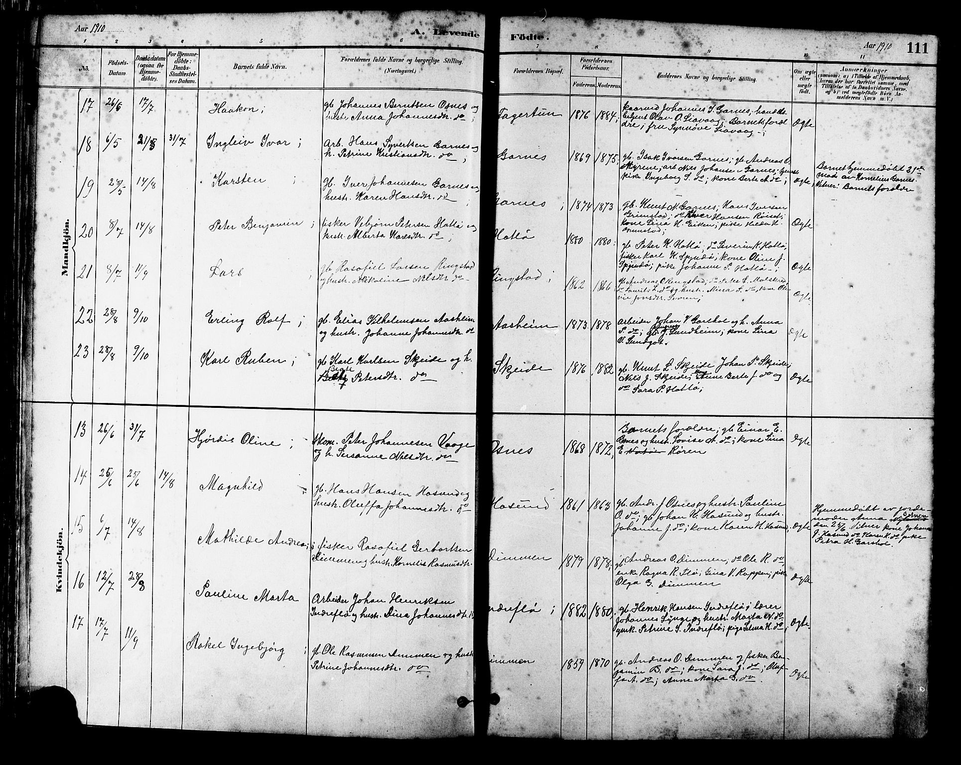 Ministerialprotokoller, klokkerbøker og fødselsregistre - Møre og Romsdal, AV/SAT-A-1454/509/L0112: Parish register (copy) no. 509C02, 1883-1922, p. 111