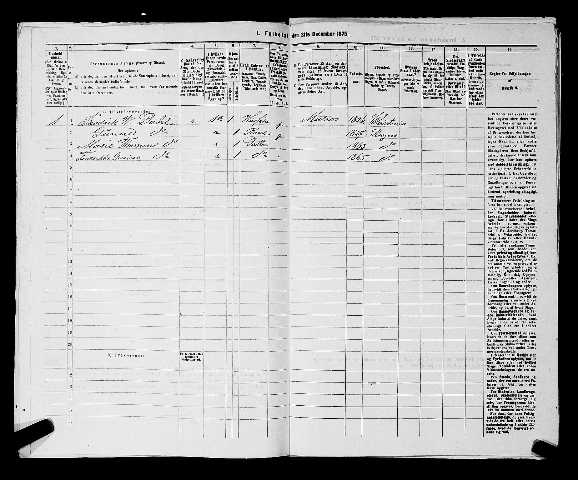 SAKO, 1875 census for 0801P Kragerø, 1875, p. 1105