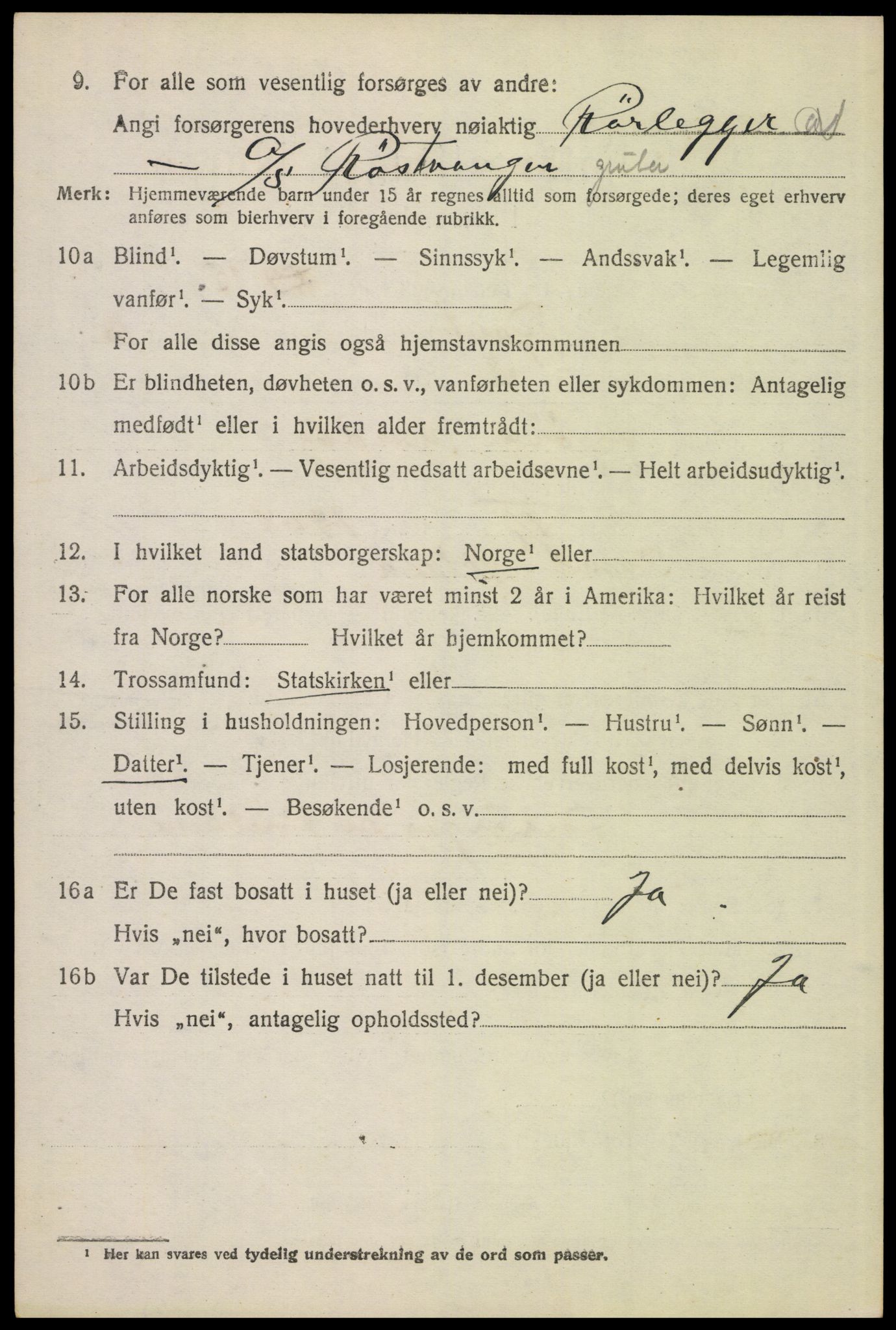 SAH, 1920 census for Tynset, 1920, p. 8617