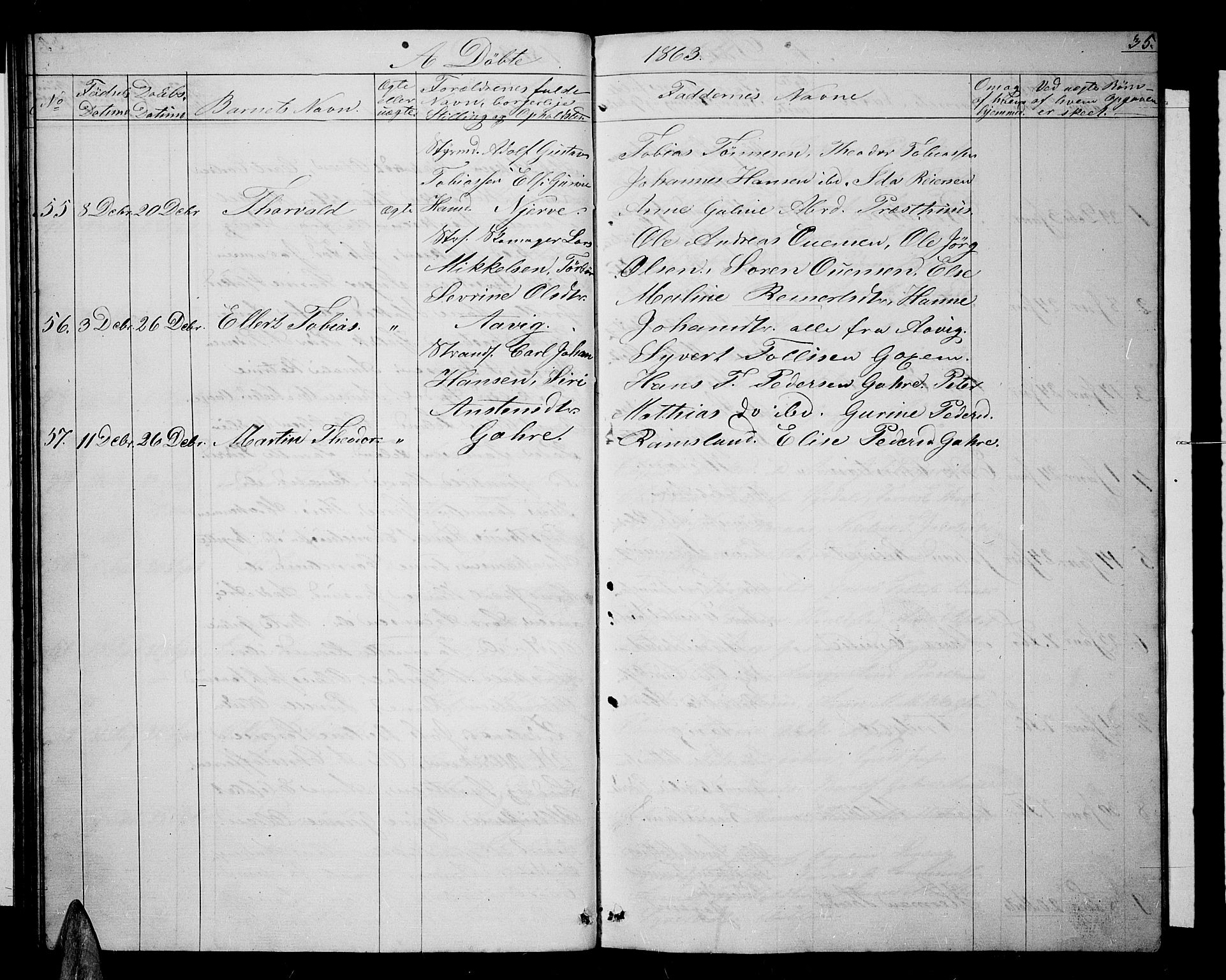 Sør-Audnedal sokneprestkontor, SAK/1111-0039/F/Fb/Fba/L0002: Parish register (copy) no. B 2, 1853-1878, p. 35