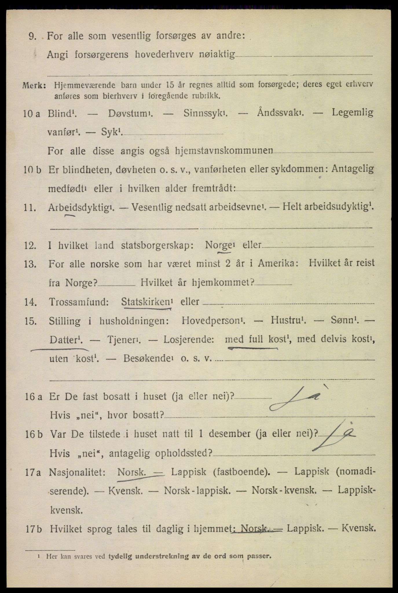 SAT, 1920 census for Vågan, 1920, p. 5022