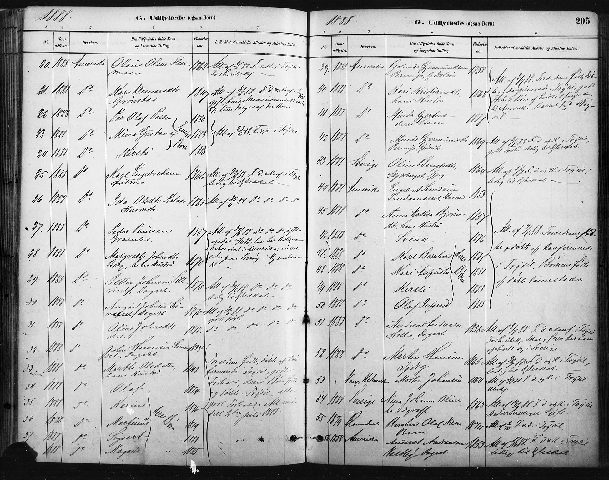 Trysil prestekontor, SAH/PREST-046/H/Ha/Haa/L0009: Parish register (official) no. 9, 1881-1897, p. 295