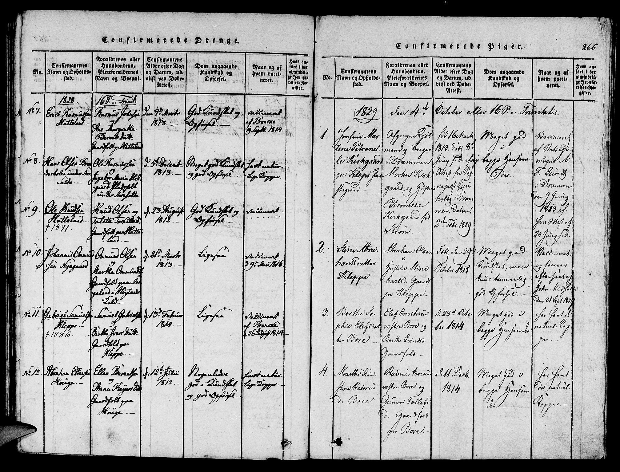 Klepp sokneprestkontor, SAST/A-101803/001/3/30BA/L0002: Parish register (official) no. A 2, 1816-1833, p. 266