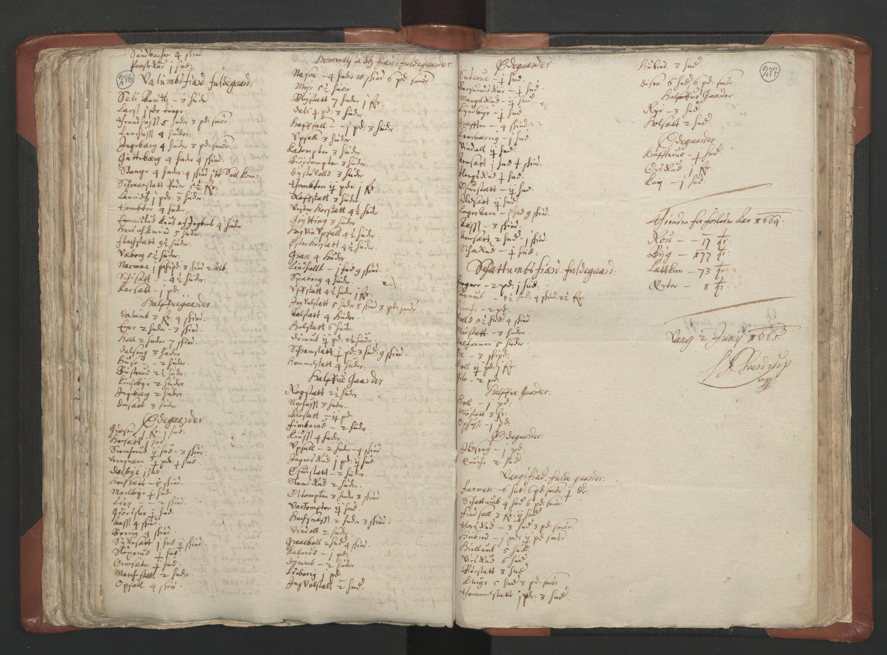 RA, Vicar's Census 1664-1666, no. 5: Hedmark deanery, 1664-1666, p. 276-277