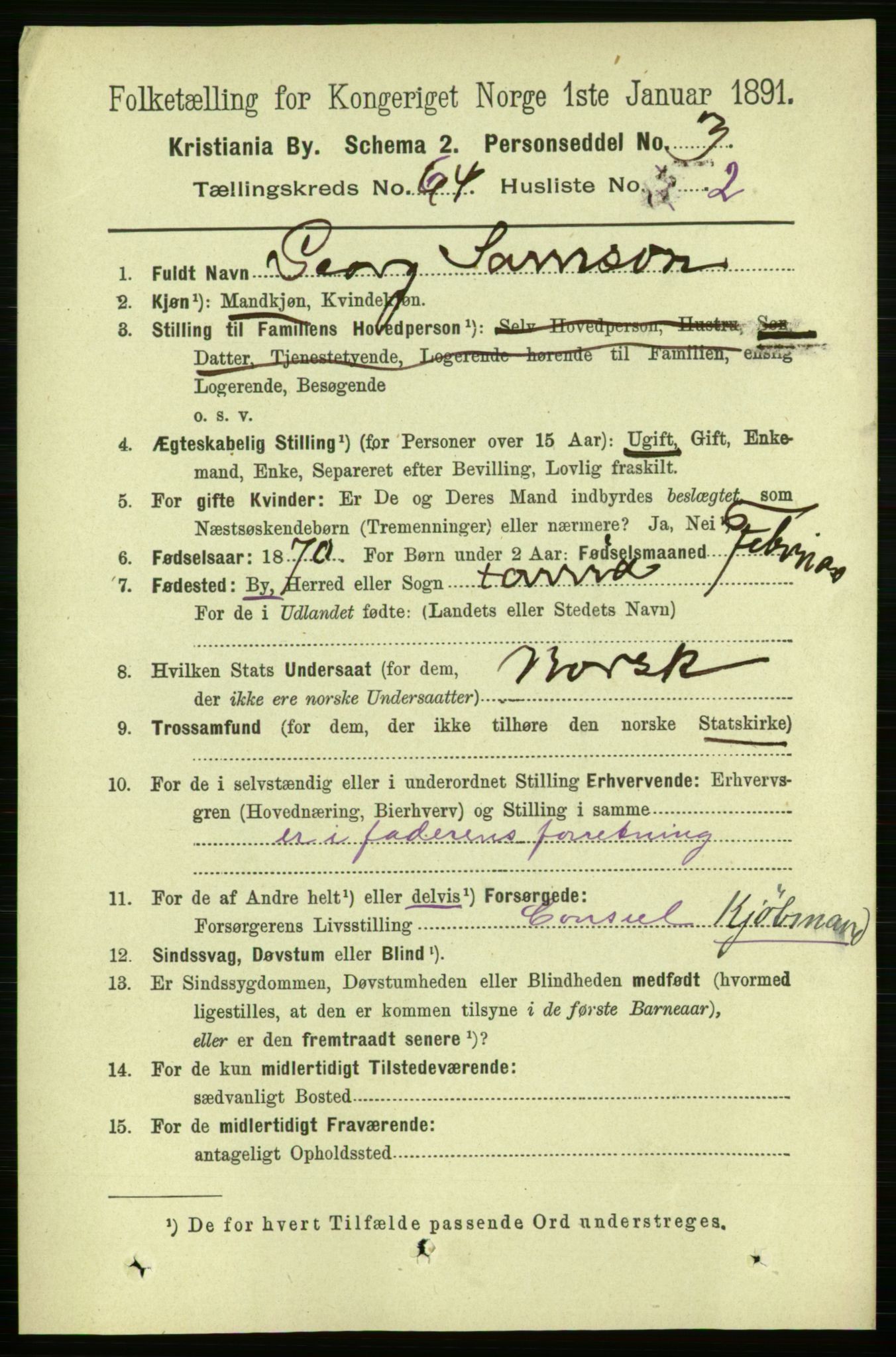 RA, 1891 census for 0301 Kristiania, 1891, p. 34409