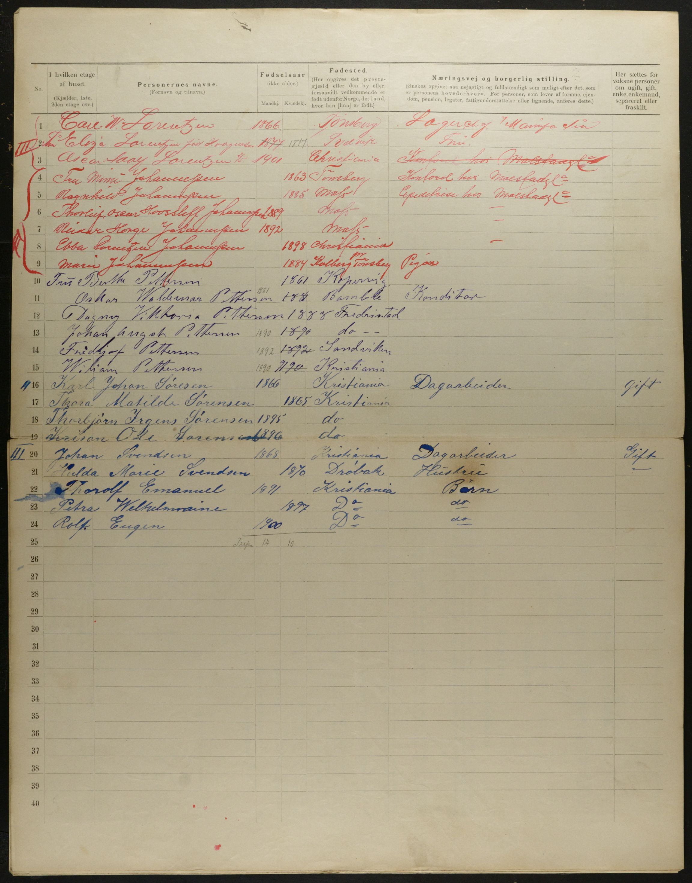 OBA, Municipal Census 1901 for Kristiania, 1901, p. 5072