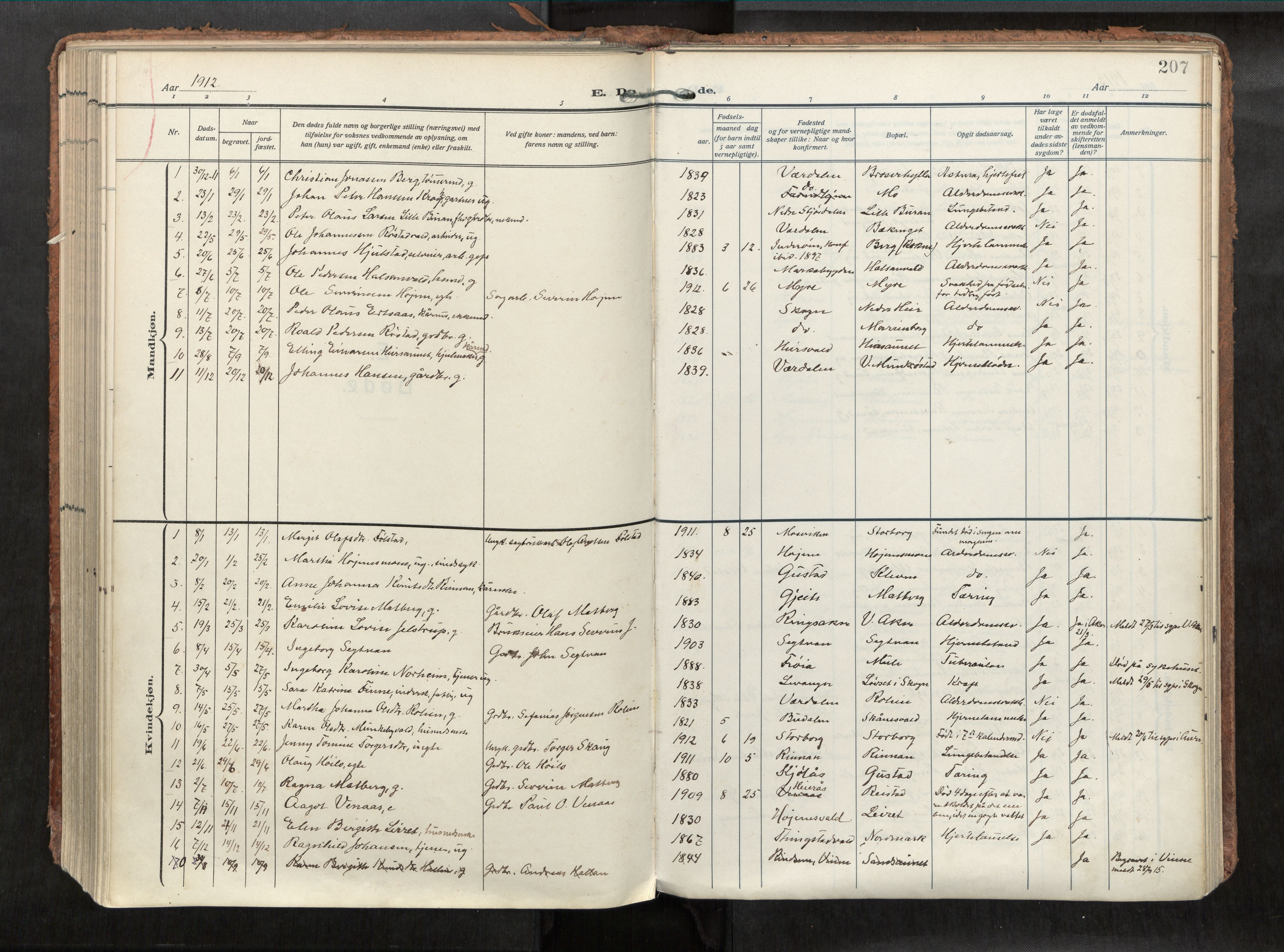 Levanger sokneprestkontor, SAT/A-1301/2/H/Haa/L0002: Parish register (official) no. 2, 1912-1935, p. 207