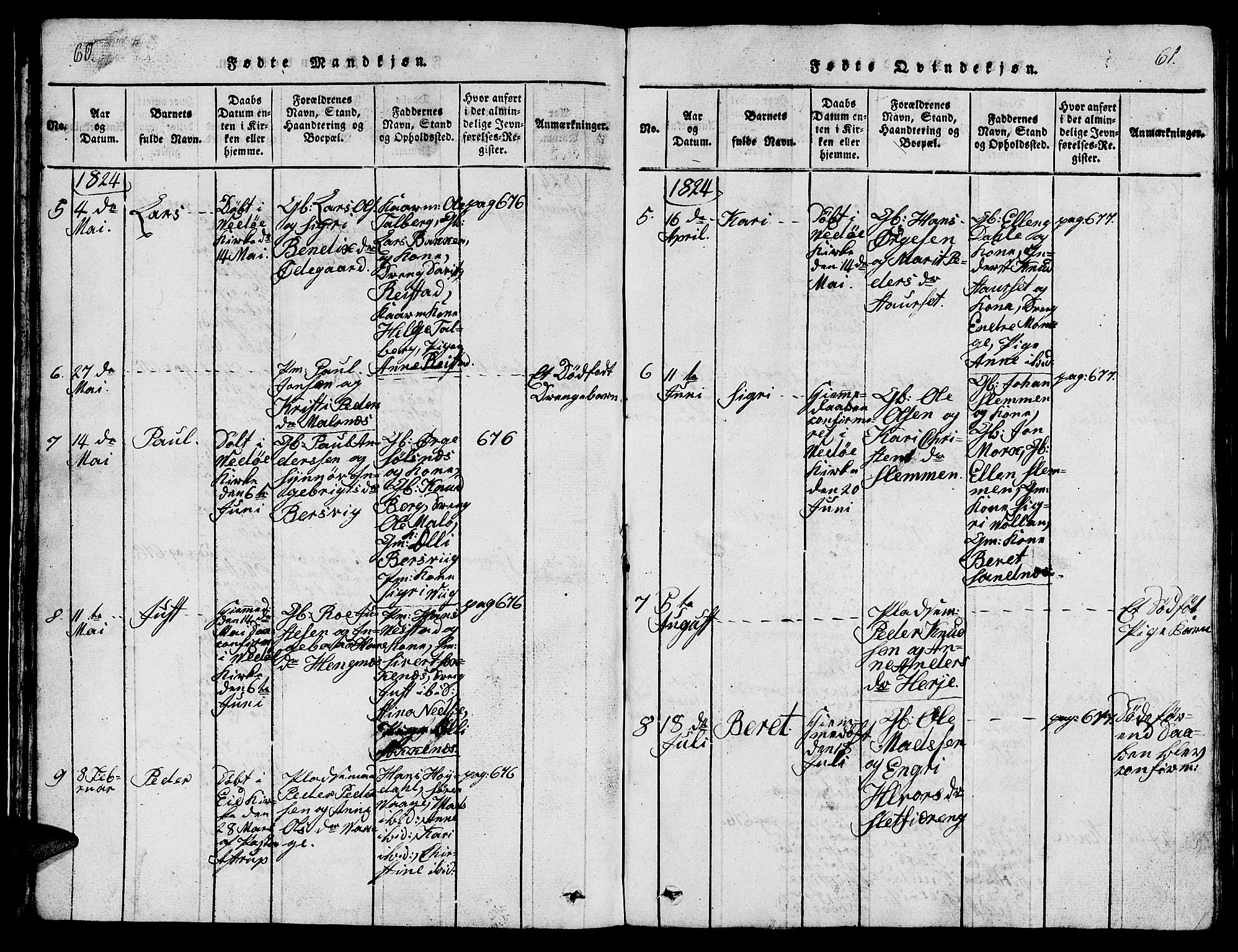 Ministerialprotokoller, klokkerbøker og fødselsregistre - Møre og Romsdal, AV/SAT-A-1454/547/L0610: Parish register (copy) no. 547C01, 1818-1839, p. 60-61