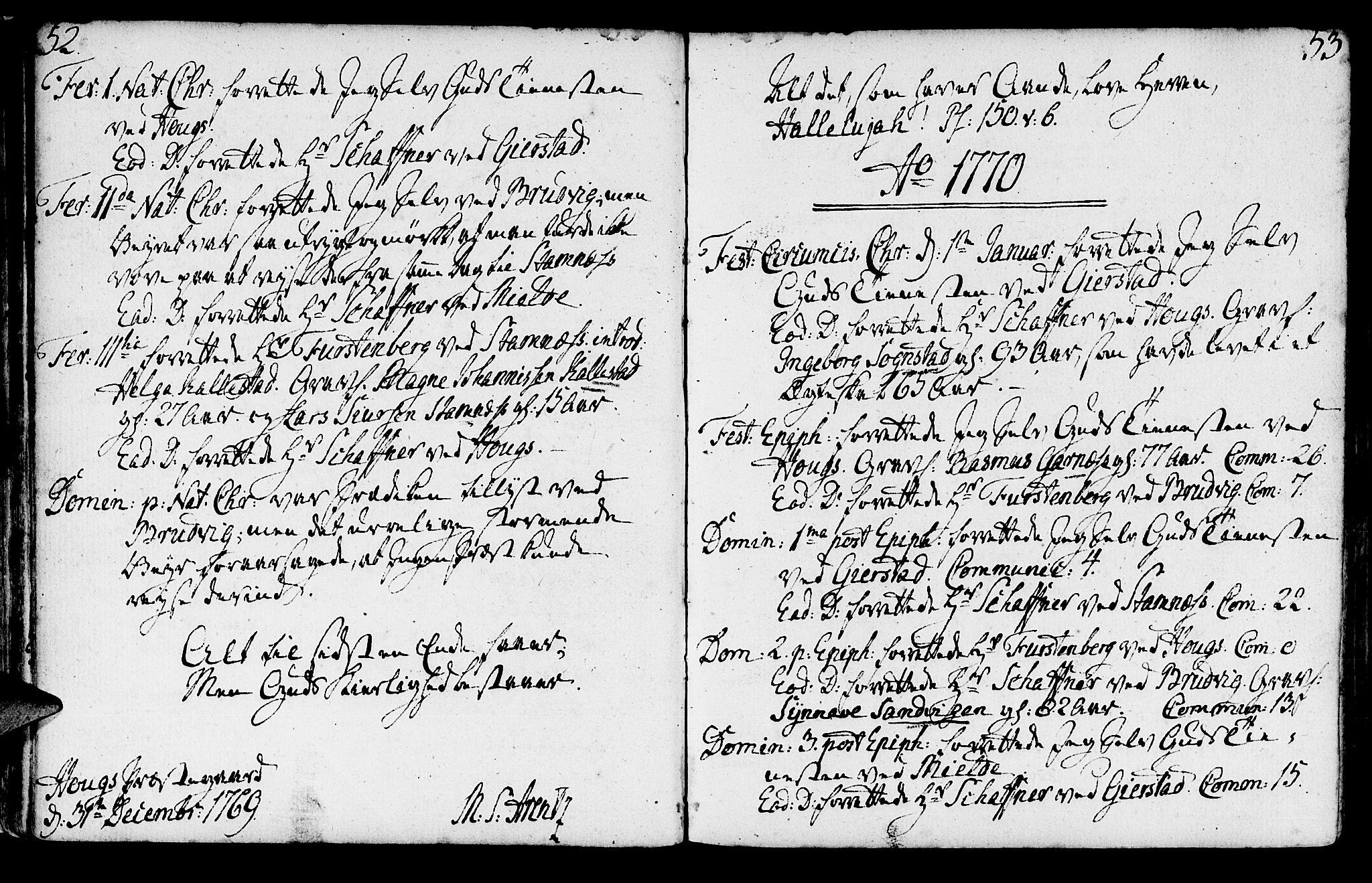 Haus sokneprestembete, SAB/A-75601/H/Haa: Parish register (official) no. A 9, 1767-1781, p. 52-53