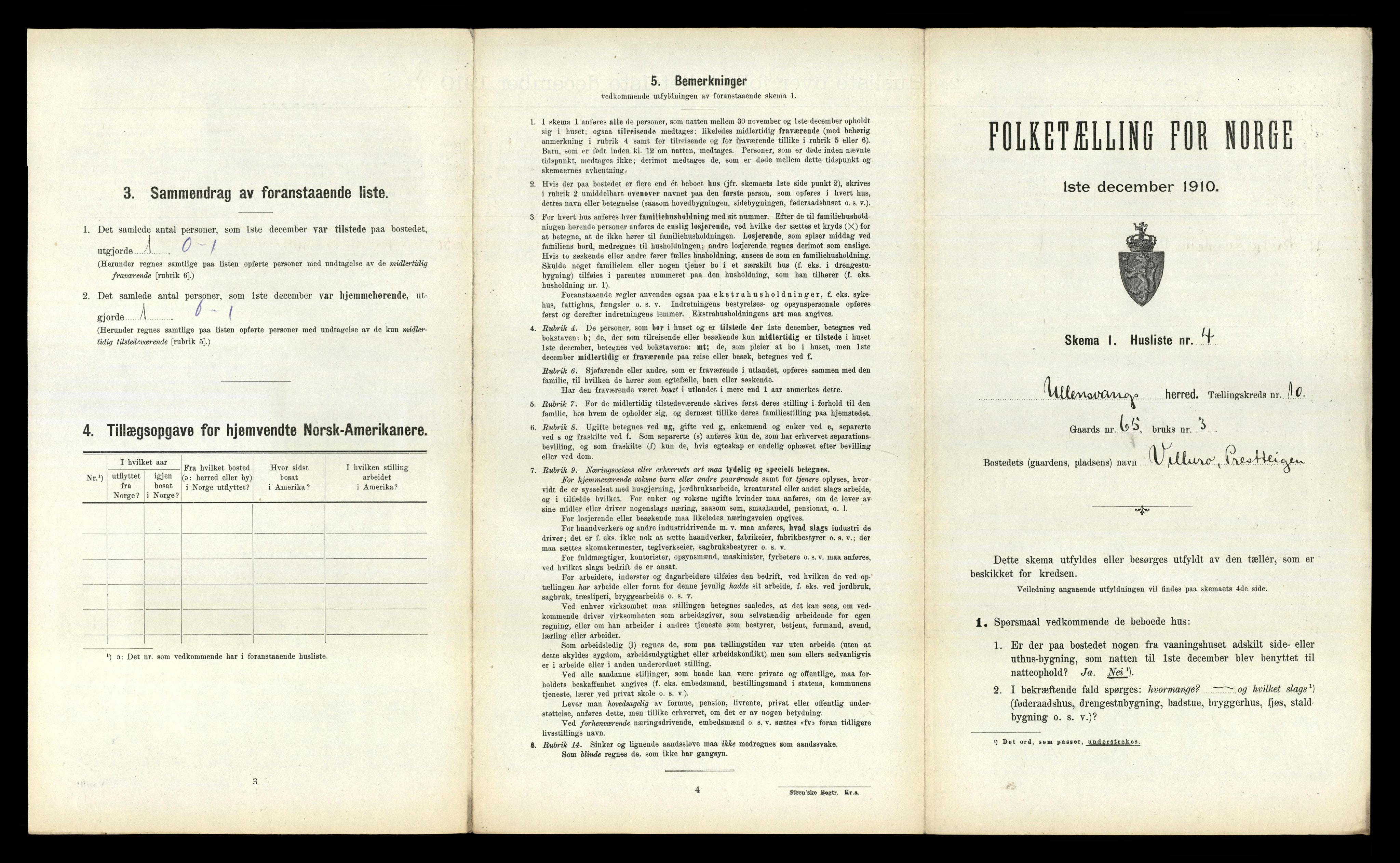 RA, 1910 census for Ullensvang, 1910, p. 1187