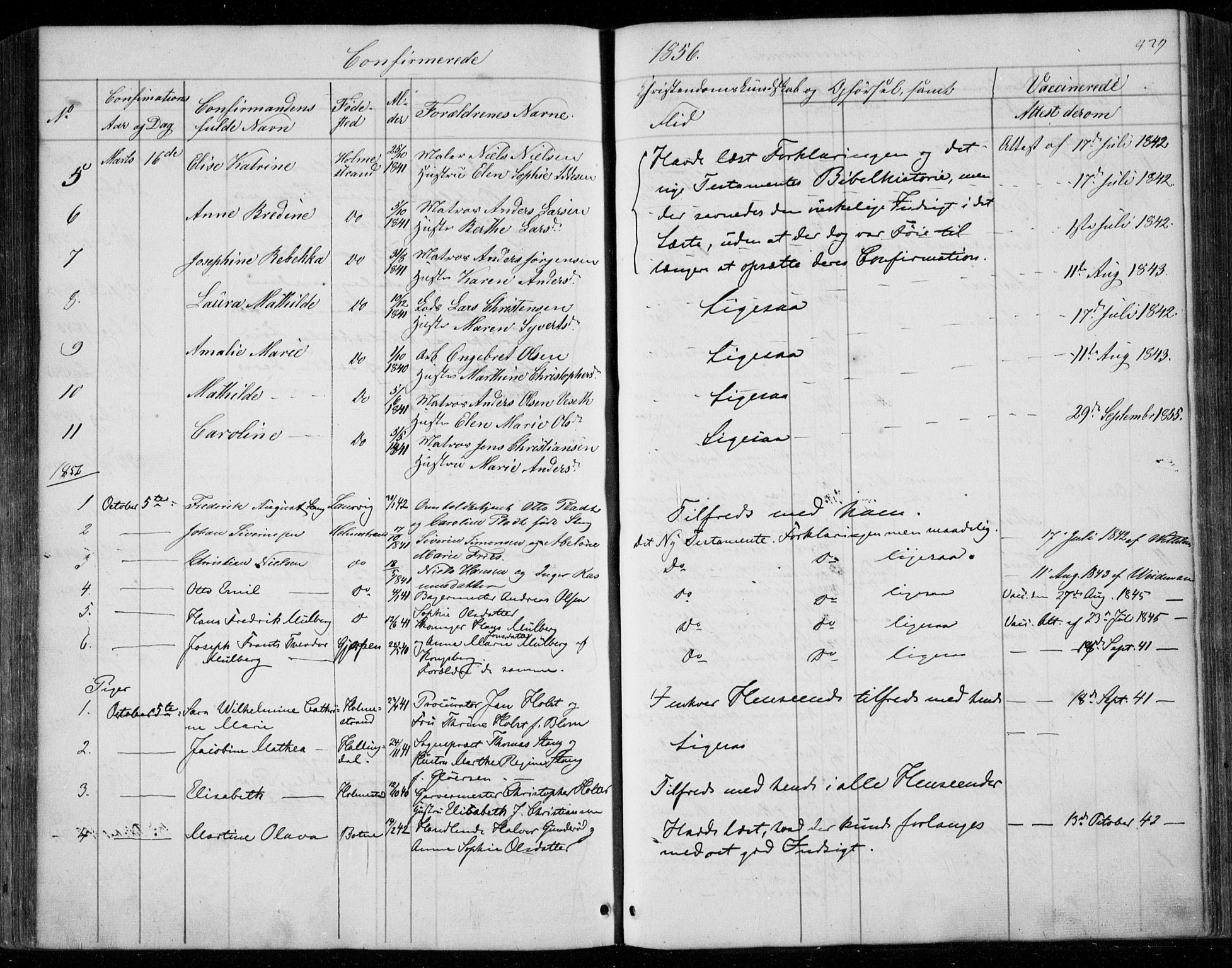 Holmestrand kirkebøker, SAKO/A-346/F/Fa/L0002: Parish register (official) no. 2, 1840-1866, p. 429
