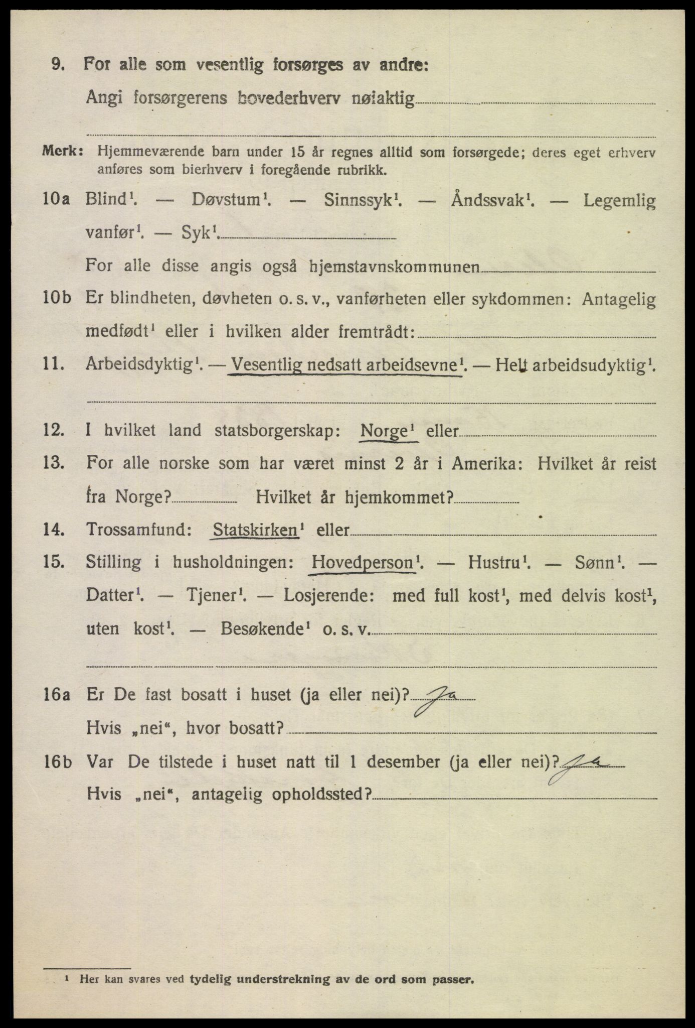 SAK, 1920 census for Oddernes, 1920, p. 5546