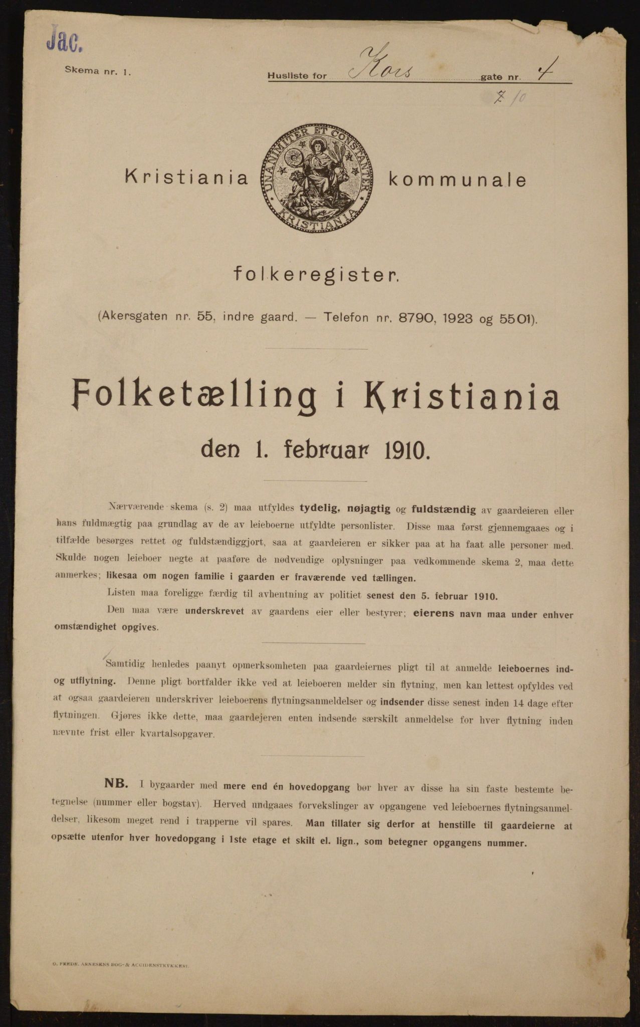 OBA, Municipal Census 1910 for Kristiania, 1910, p. 51894