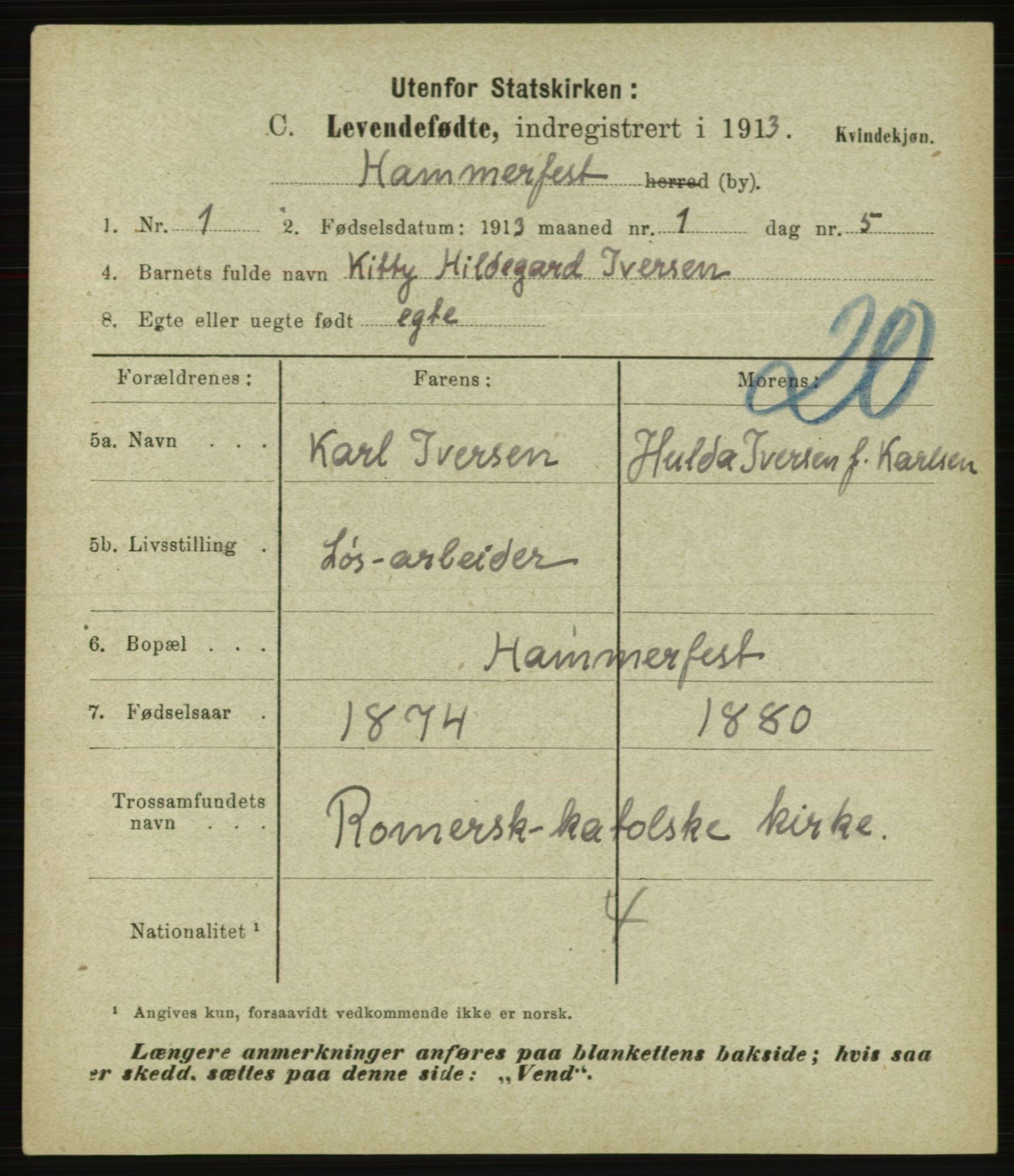 Statistisk sentralbyrå, Sosiodemografiske emner, Befolkning, AV/RA-S-2228/E/L0011: Fødte, gifte, døde dissentere., 1913, p. 1611