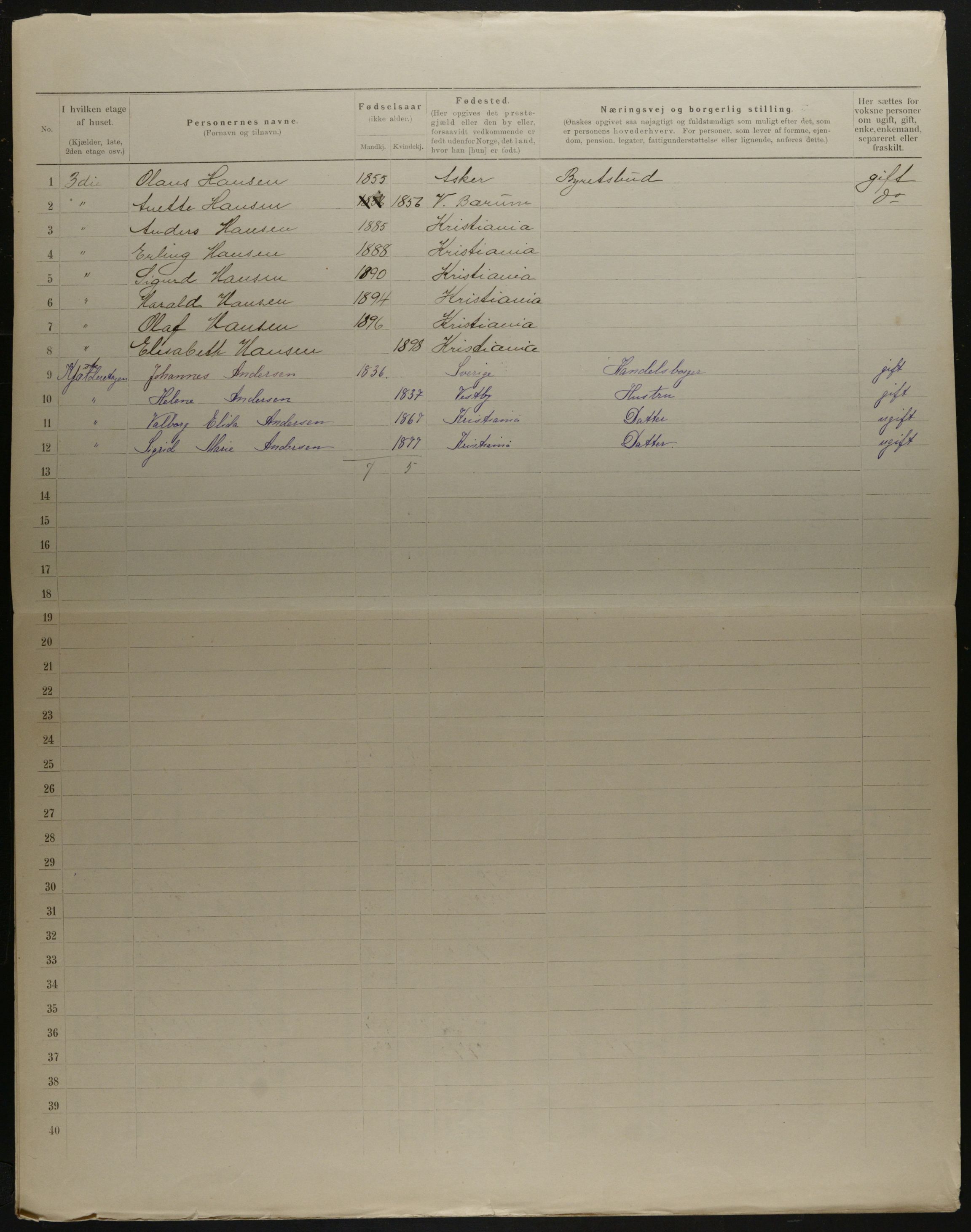 OBA, Municipal Census 1901 for Kristiania, 1901, p. 16464