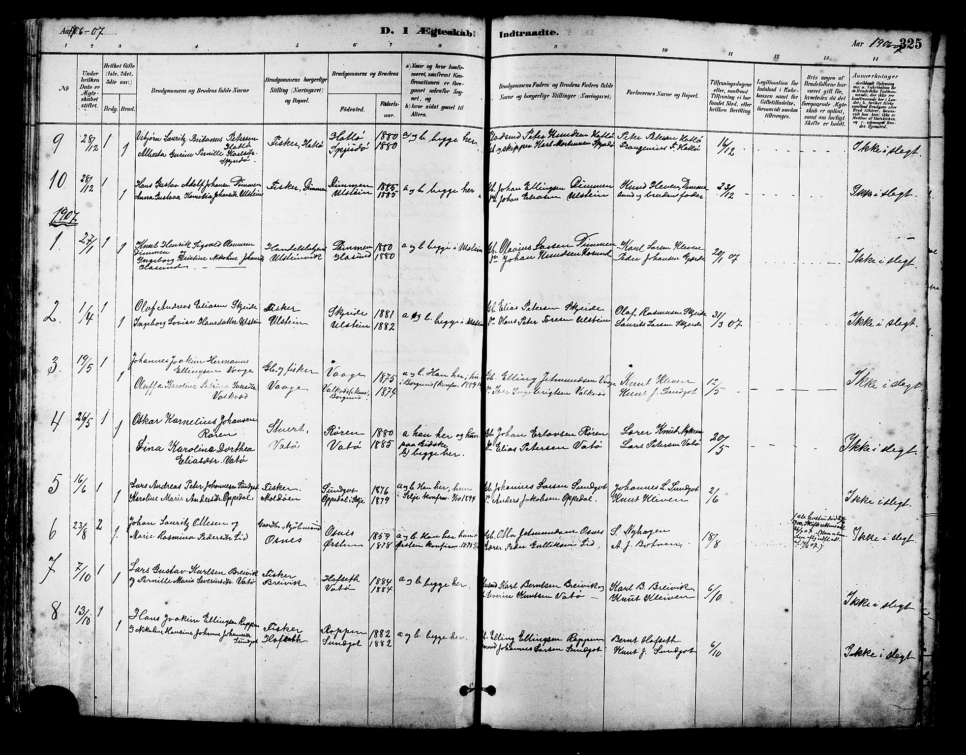 Ministerialprotokoller, klokkerbøker og fødselsregistre - Møre og Romsdal, SAT/A-1454/509/L0112: Parish register (copy) no. 509C02, 1883-1922, p. 325