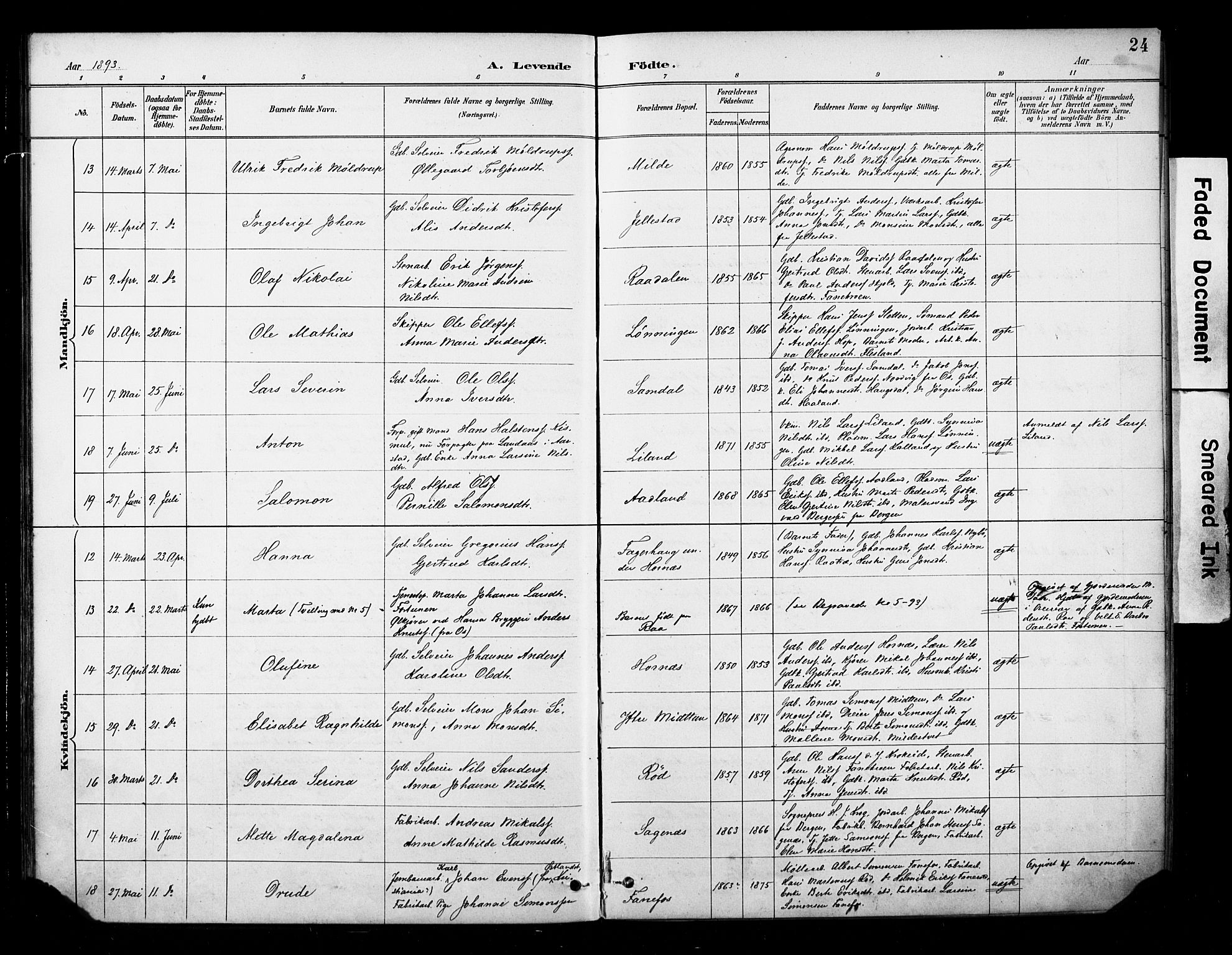 Fana Sokneprestembete, SAB/A-75101/H/Haa/Haab/L0002: Parish register (official) no. B 2, 1890-1897, p. 24