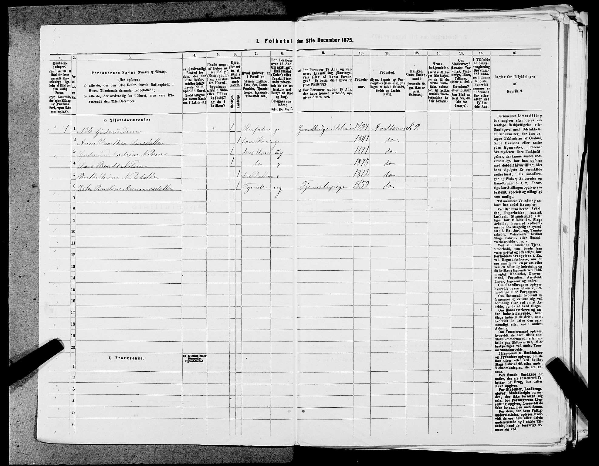 SAST, 1875 census for 1147L Avaldsnes/Avaldsnes og Kopervik, 1875, p. 1492