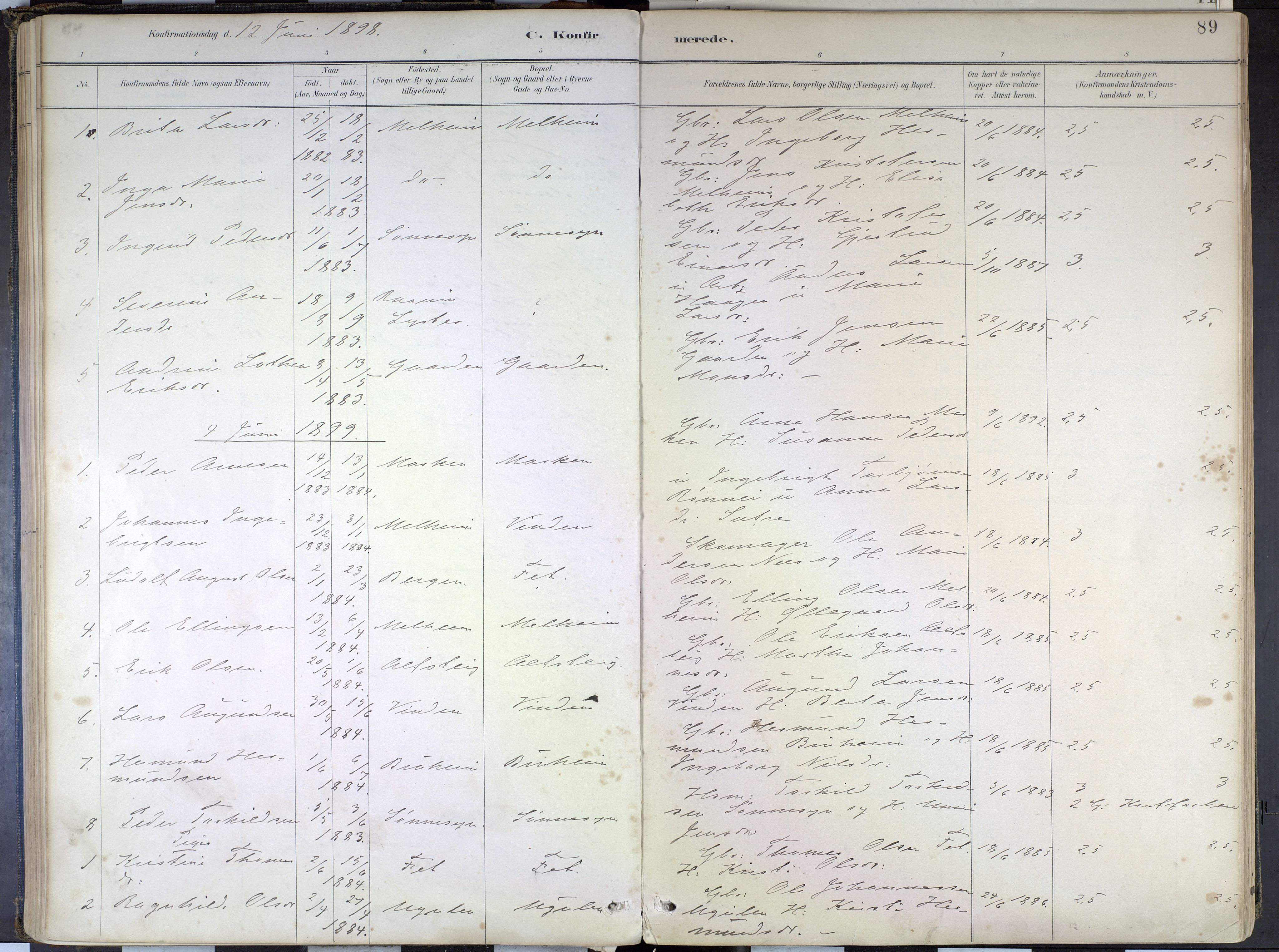 Hafslo sokneprestembete, SAB/A-80301/H/Haa/Haad/L0001: Parish register (official) no. D 1, 1886-1934, p. 89