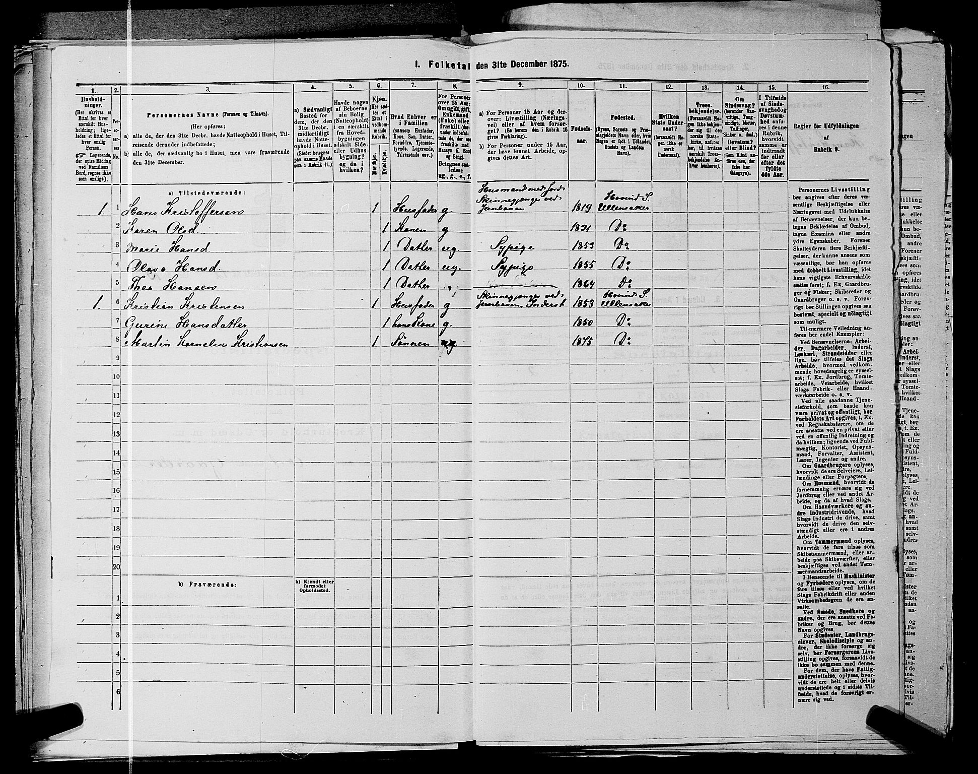 RA, 1875 census for 0235P Ullensaker, 1875, p. 1853