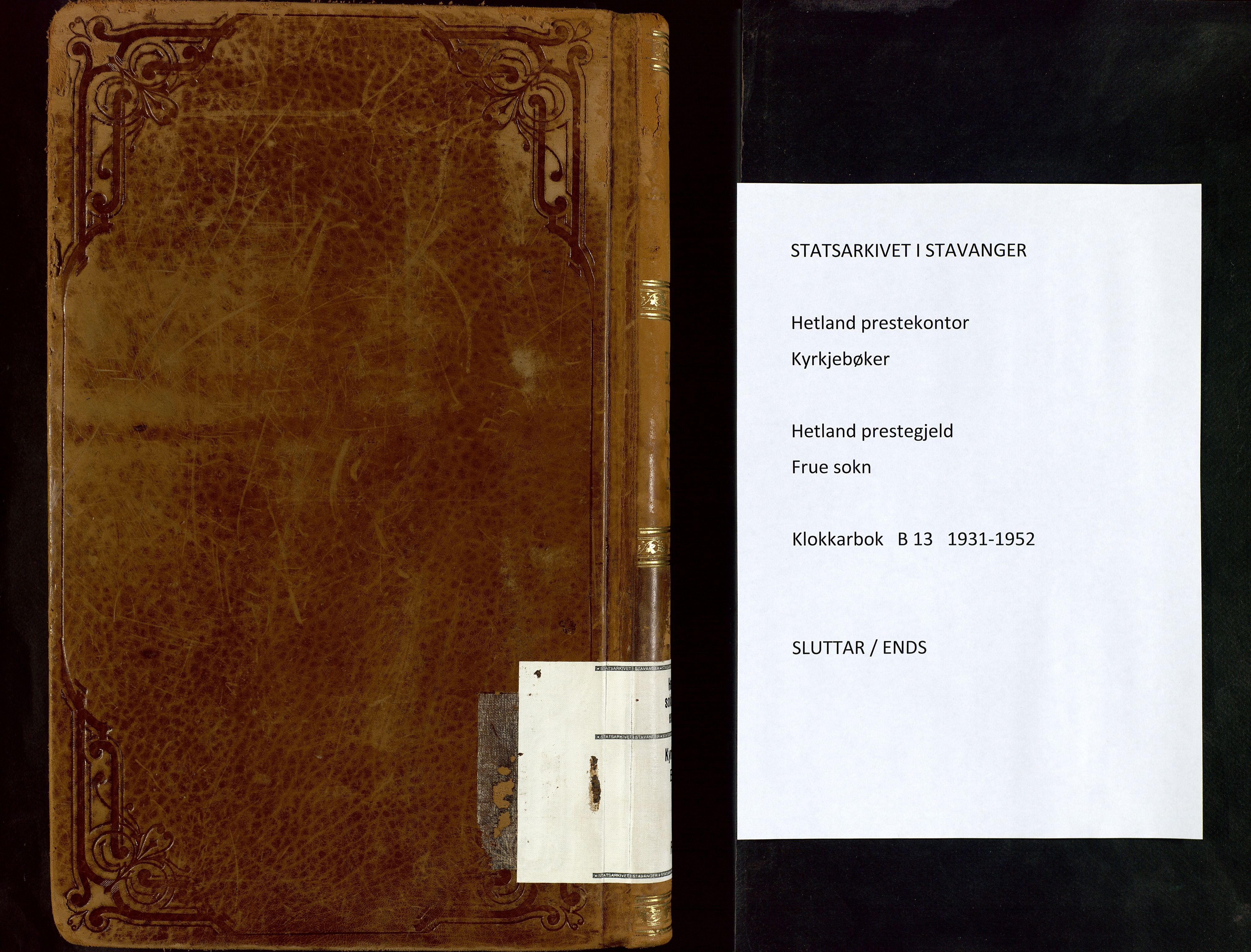 Hetland sokneprestkontor, AV/SAST-A-101826/30/30BB/L0013: Parish register (copy) no. B 13, 1931-1952