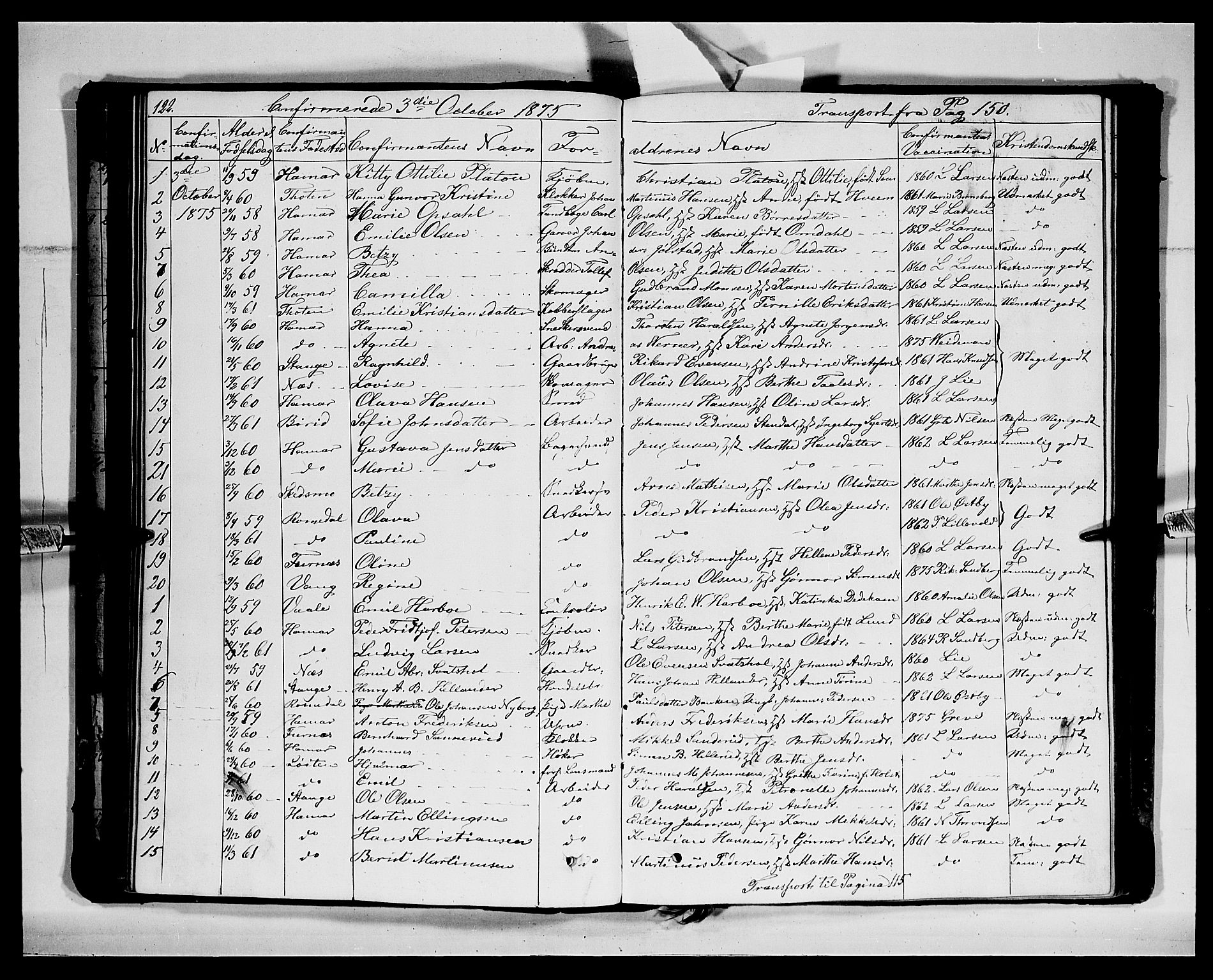 Vang prestekontor, Hedmark, SAH/PREST-008/H/Ha/Hab/L0011: Parish register (copy) no. 11, 1855-1878, p. 122