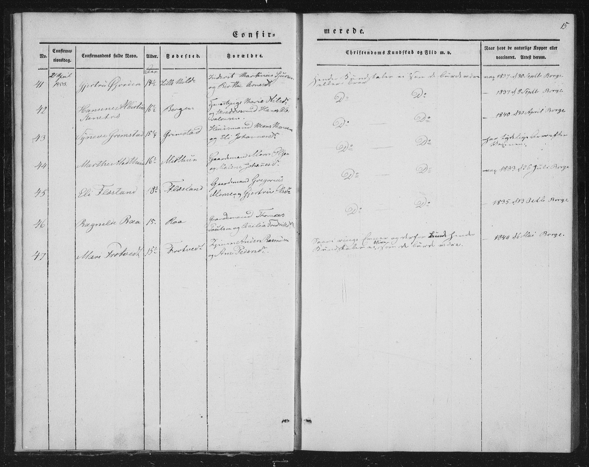 Fana Sokneprestembete, AV/SAB-A-75101/H/Haa/Haaa/L0009: Parish register (official) no. A 9, 1849-1850, p. 15