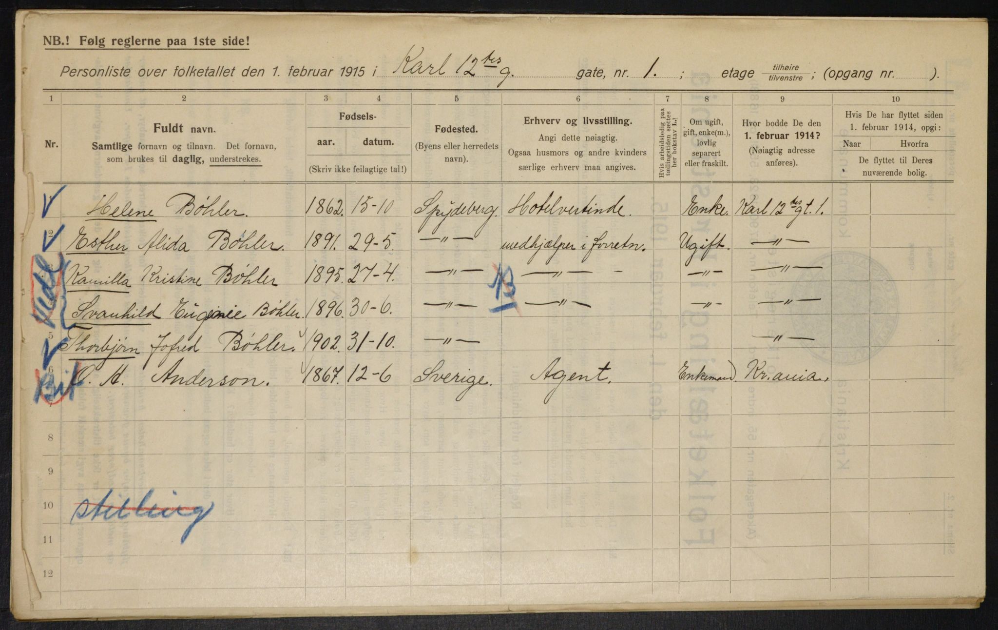 OBA, Municipal Census 1915 for Kristiania, 1915, p. 47776