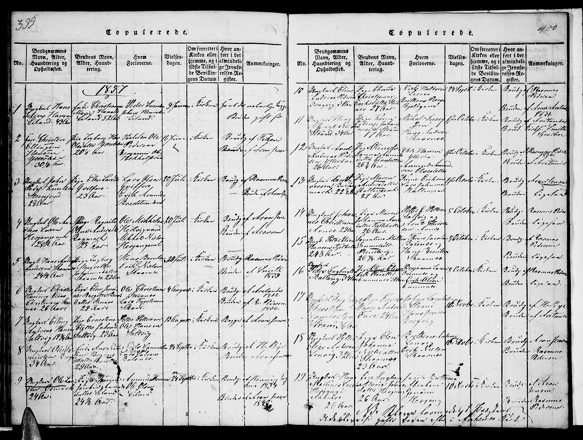 Ministerialprotokoller, klokkerbøker og fødselsregistre - Nordland, AV/SAT-A-1459/863/L0911: Parish register (copy) no. 863C01, 1821-1858, p. 399-400