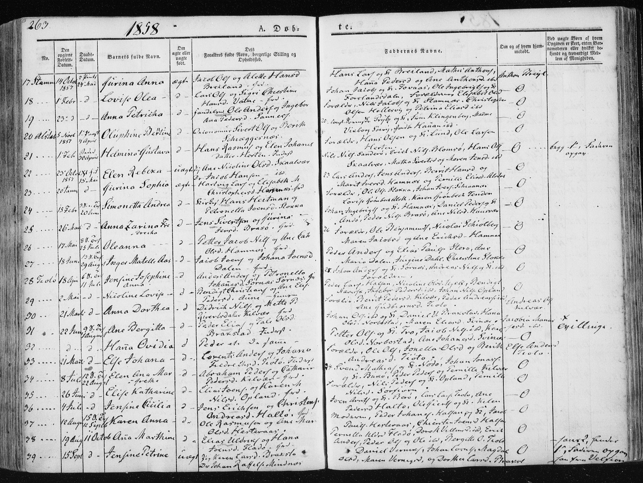 Ministerialprotokoller, klokkerbøker og fødselsregistre - Nordland, SAT/A-1459/830/L0446: Parish register (official) no. 830A10, 1831-1865, p. 263