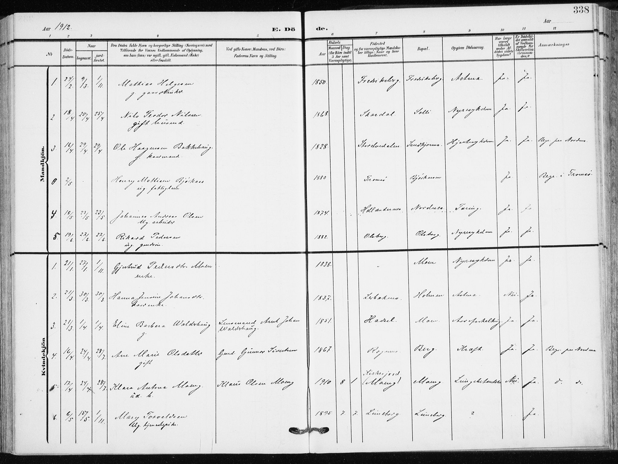 Målselv sokneprestembete, AV/SATØ-S-1311/G/Ga/Gaa/L0011kirke: Parish register (official) no. 11, 1904-1918, p. 338