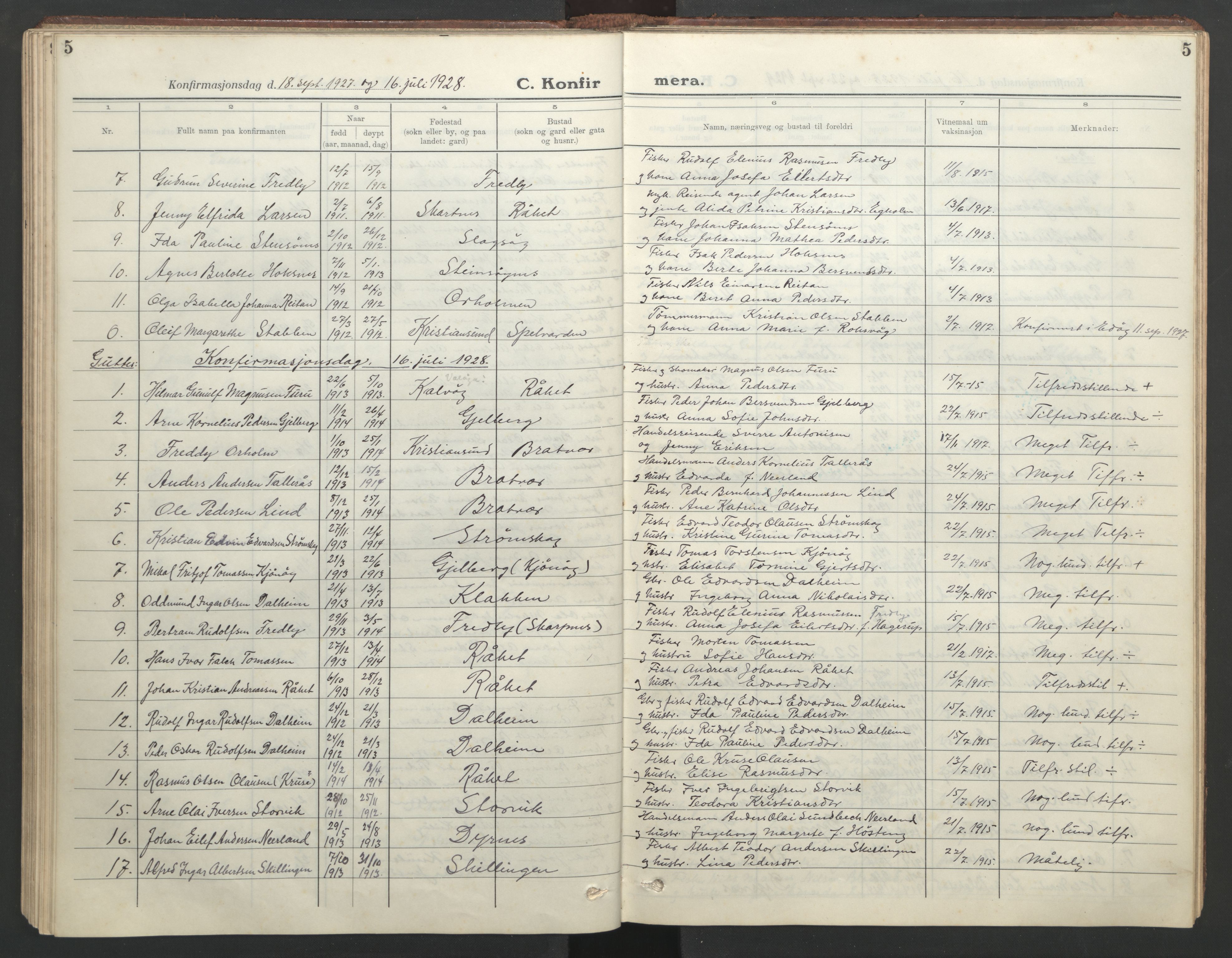 Ministerialprotokoller, klokkerbøker og fødselsregistre - Møre og Romsdal, AV/SAT-A-1454/582/L0950: Parish register (copy) no. 582C02, 1926-1950, p. 5