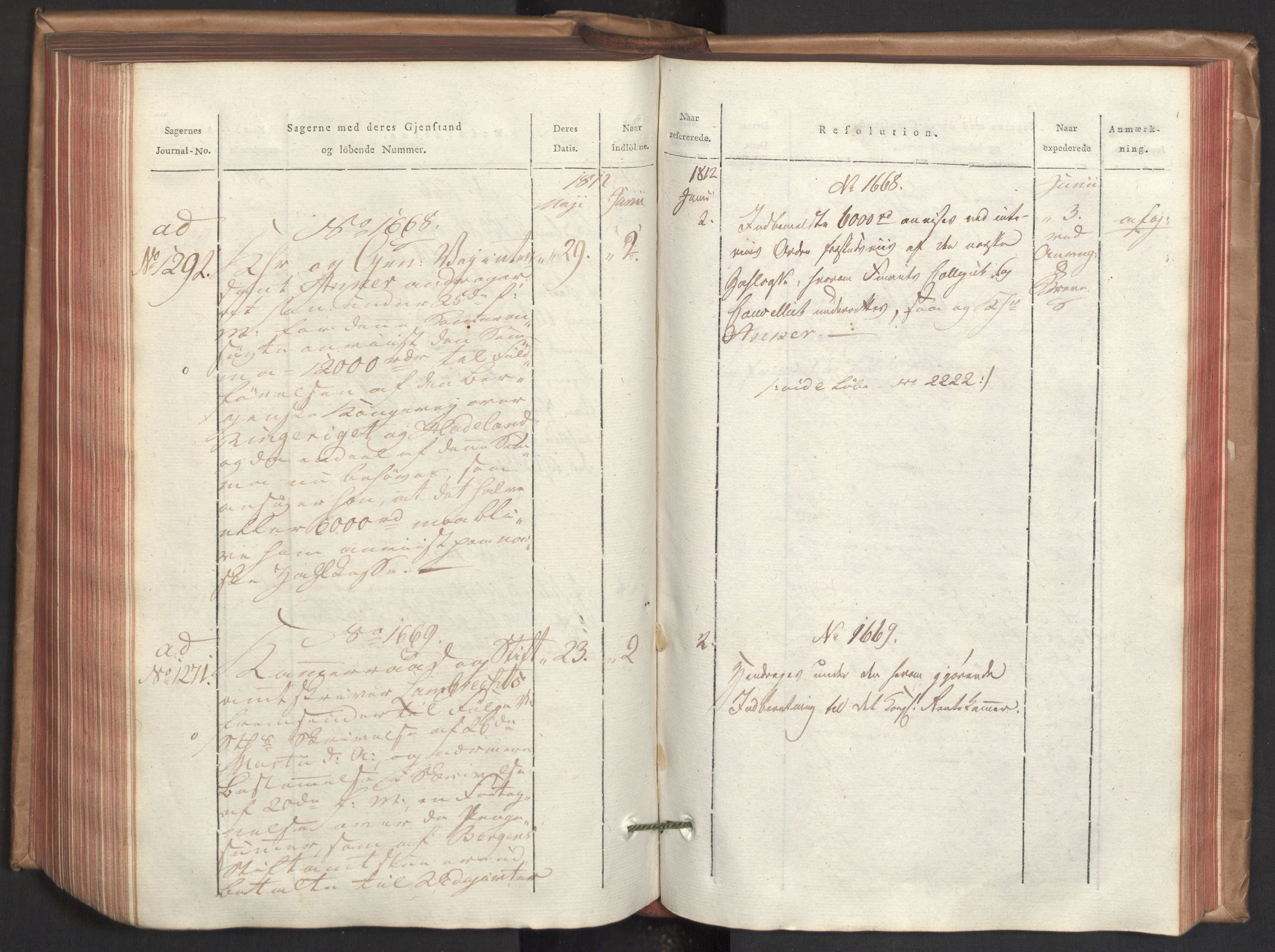 Stattholderembetet 1810-1814, 2. kontor (Kontor B), AV/RA-EA-5432/Ab/L0003: Referatprotokoll,  j.nr. 1002-1448,  l.nr. 1180-1780, 1812, p. 236