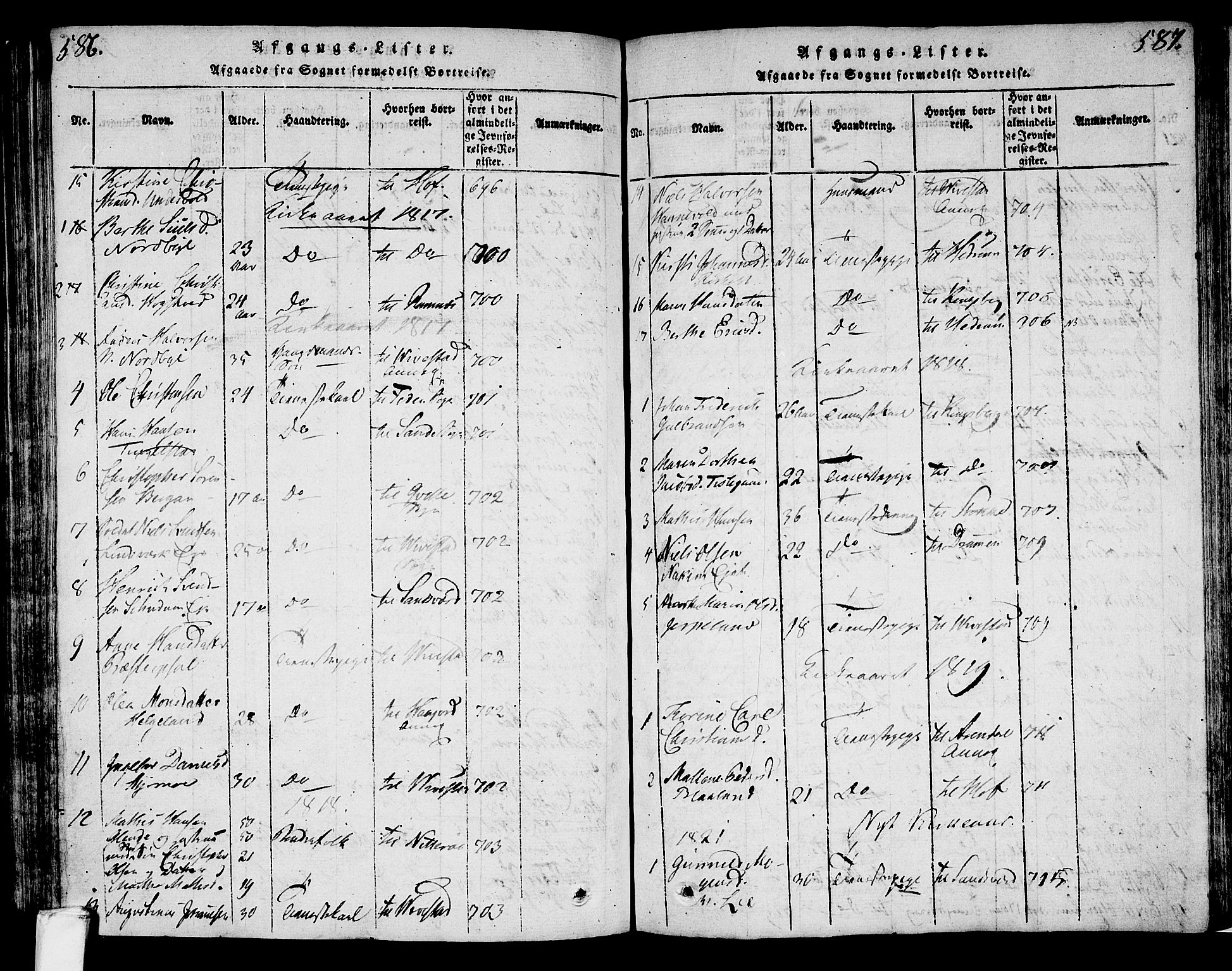 Lardal kirkebøker, AV/SAKO-A-350/F/Fa/L0005: Parish register (official) no. I 5, 1814-1835, p. 586-587