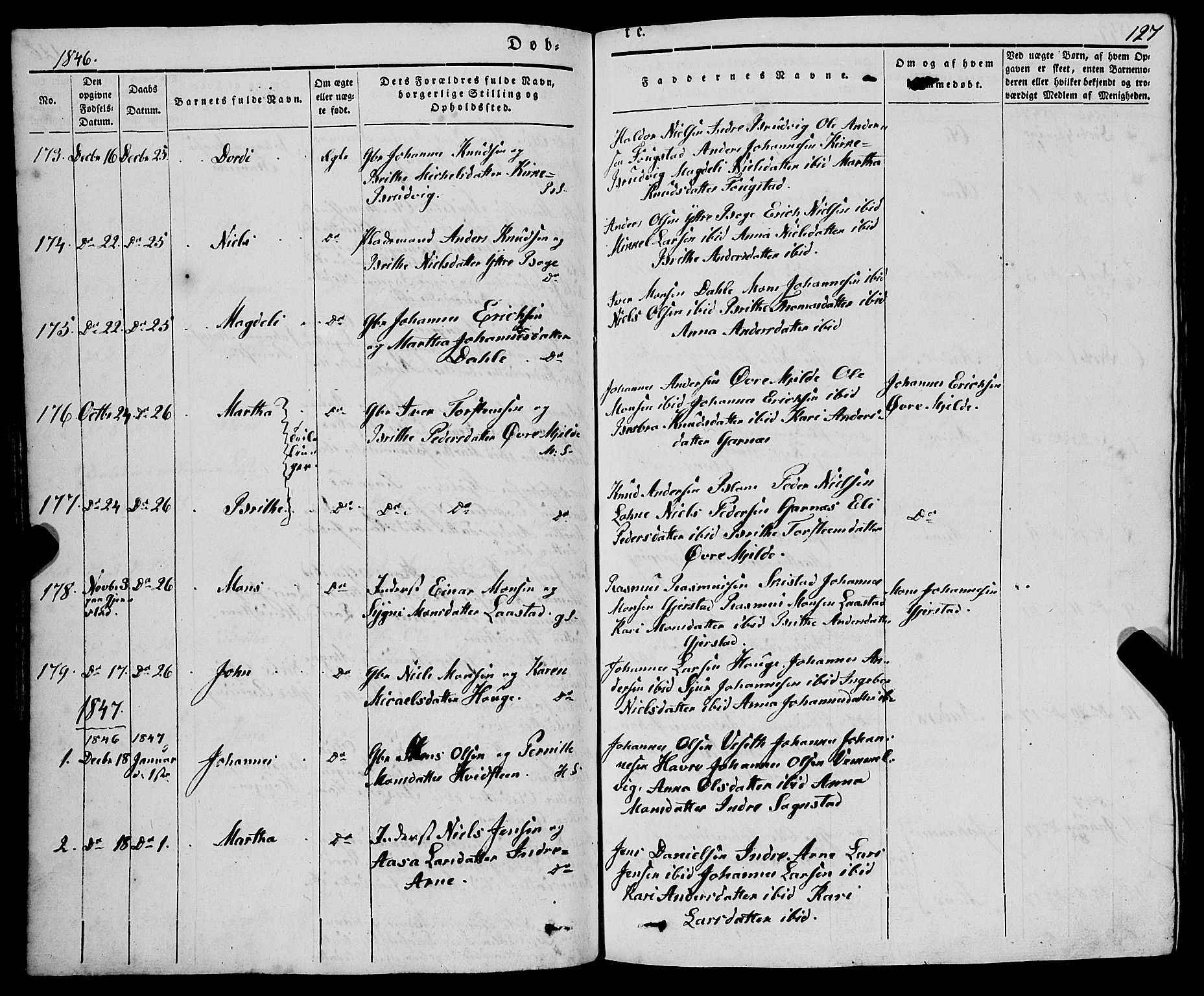 Haus sokneprestembete, SAB/A-75601/H/Haa: Parish register (official) no. A 15, 1838-1847, p. 127