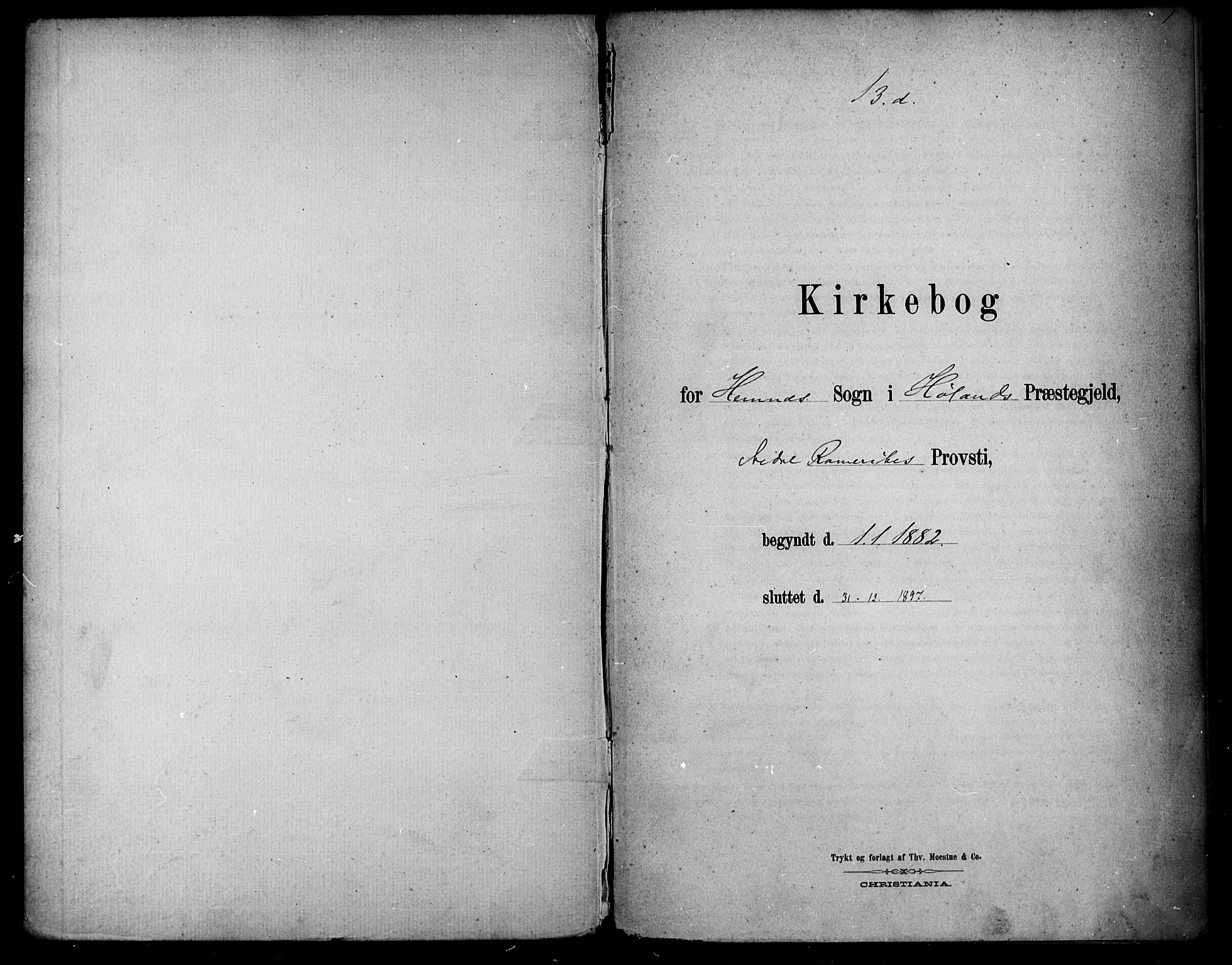 Høland prestekontor Kirkebøker, SAO/A-10346a/F/Fb/L0002: Parish register (official) no. II 2, 1882-1897, p. 1