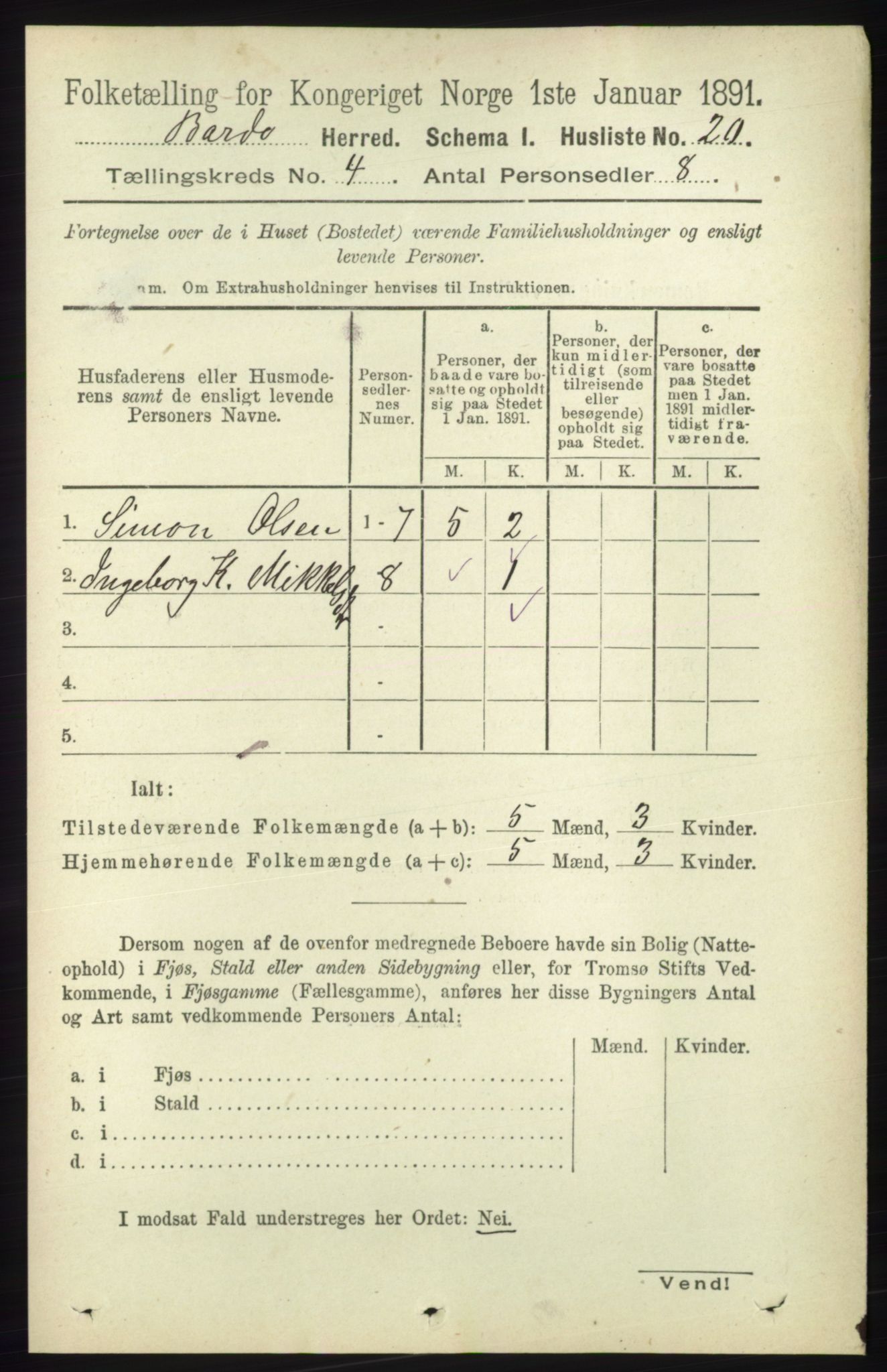 RA, 1891 census for 1922 Bardu, 1891, p. 1295