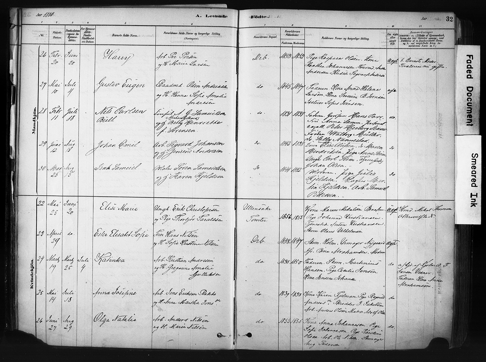 Drøbak prestekontor Kirkebøker, AV/SAO-A-10142a/F/Fb/L0001: Parish register (official) no. II 1, 1878-1891, p. 32