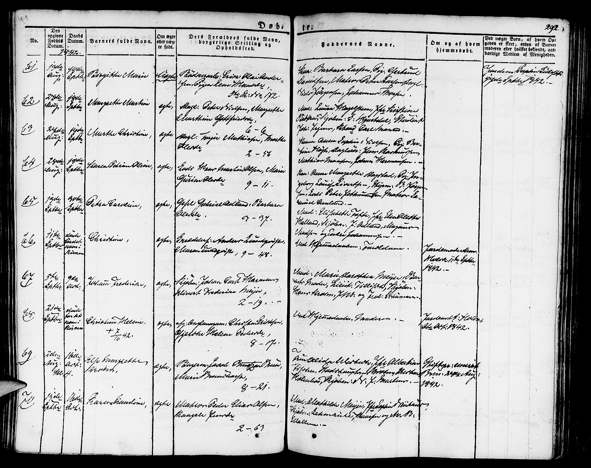 Nykirken Sokneprestembete, SAB/A-77101/H/Haa/L0012: Parish register (official) no. A 12, 1821-1844, p. 292