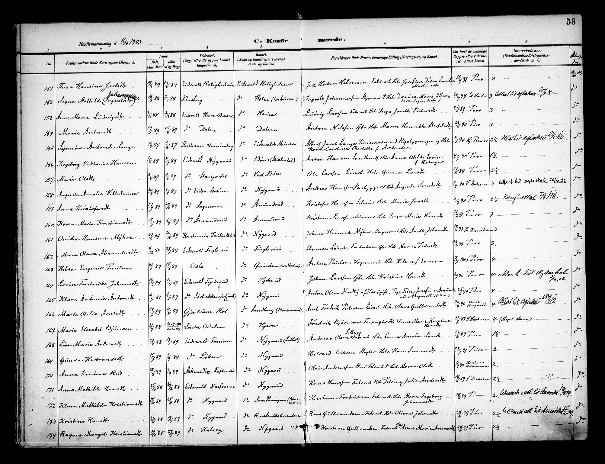 Eidsvoll prestekontor Kirkebøker, AV/SAO-A-10888/F/Fa/L0005: Parish register (official) no. I 5, 1896-1906, p. 53