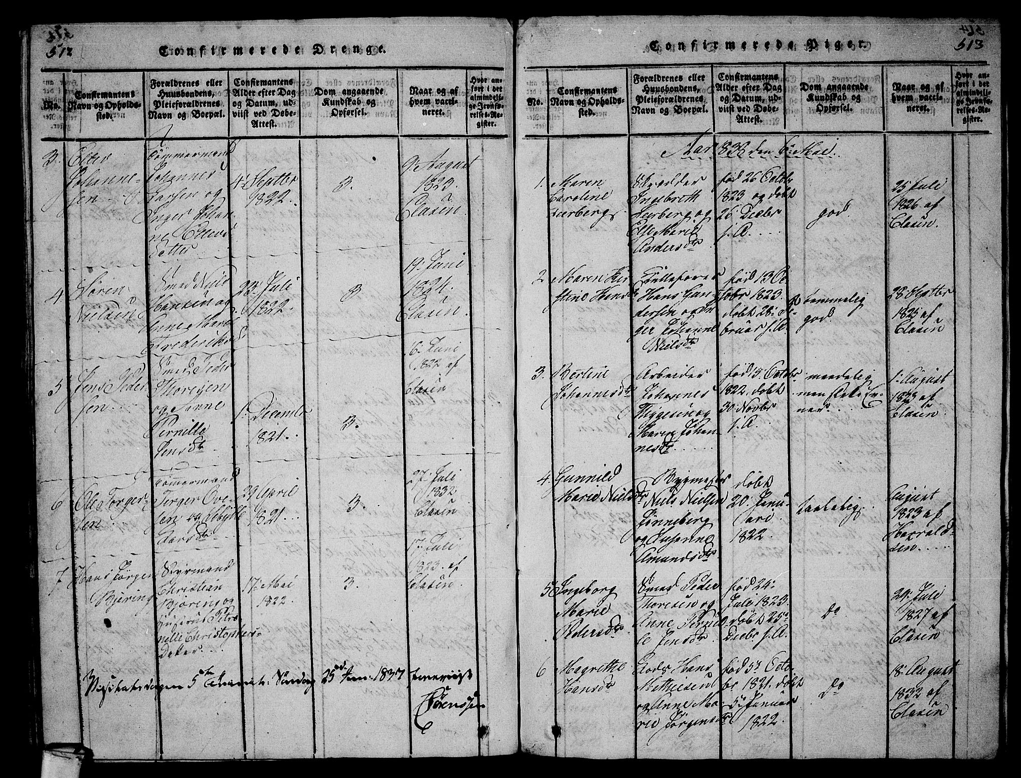 Larvik kirkebøker, SAKO/A-352/G/Gb/L0001: Parish register (copy) no. II 1, 1818-1843, p. 512-513