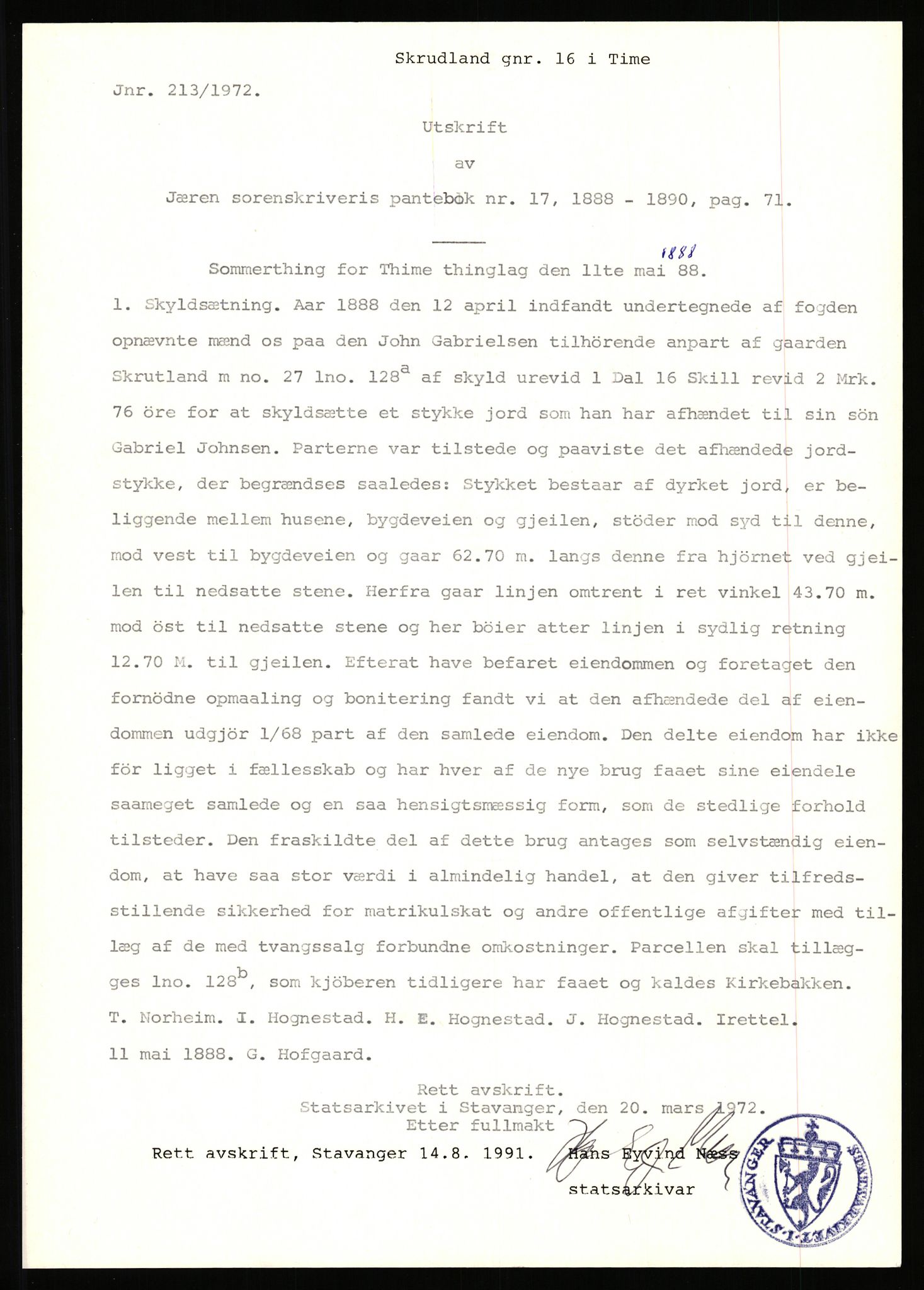 Statsarkivet i Stavanger, SAST/A-101971/03/Y/Yj/L0076: Avskrifter sortert etter gårdsnavn: Skjold kirke - Skåre, 1750-1930, p. 307