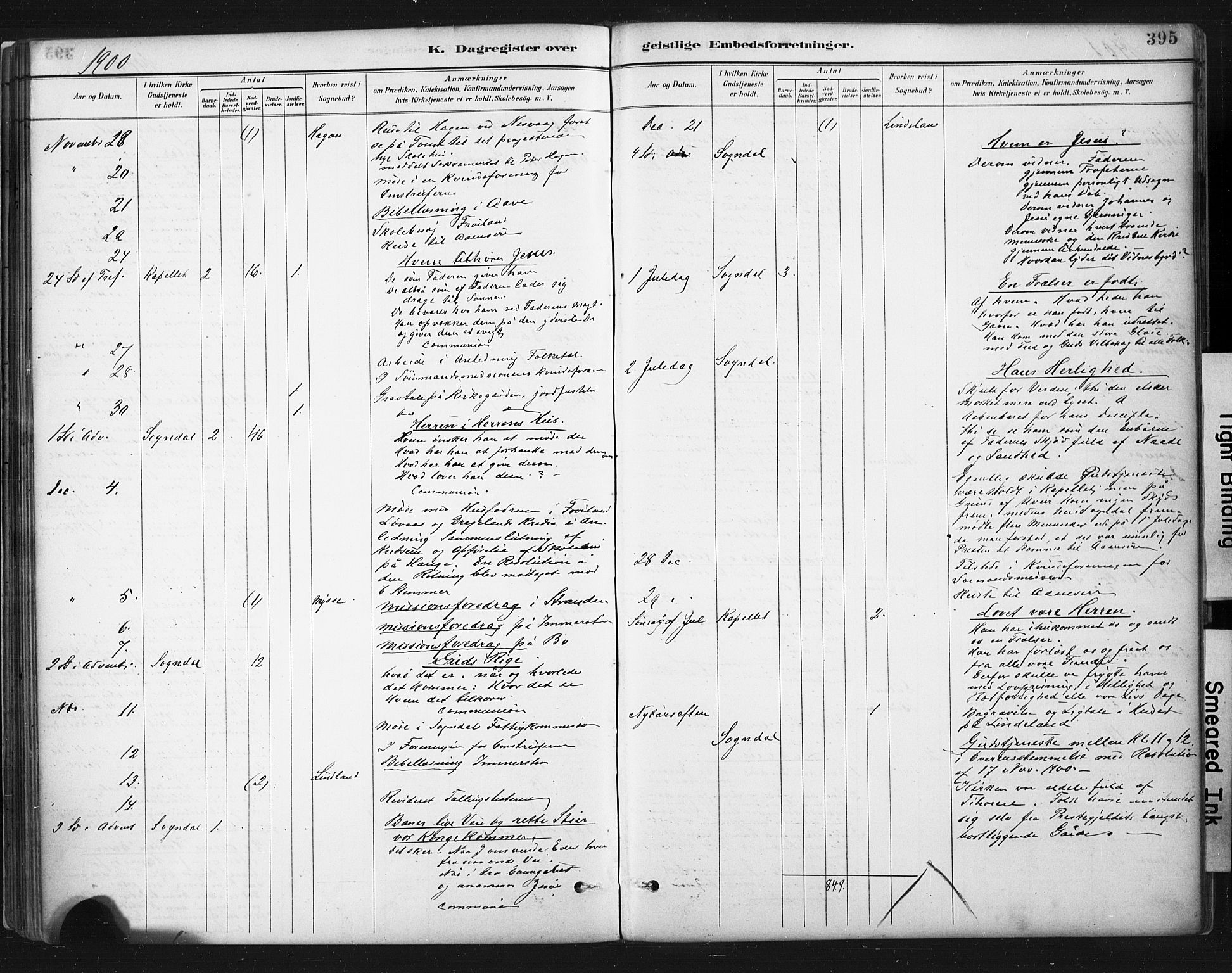 Sokndal sokneprestkontor, SAST/A-101808: Parish register (official) no. A 11.2, 1887-1905, p. 395