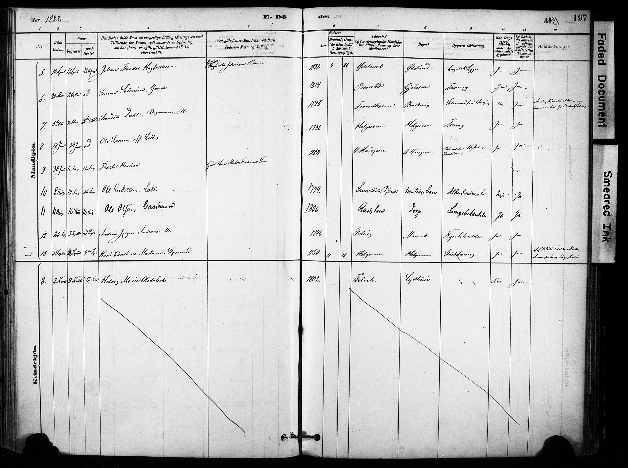 Brunlanes kirkebøker, AV/SAKO-A-342/F/Fb/L0001: Parish register (official) no. II 1, 1878-1899, p. 197