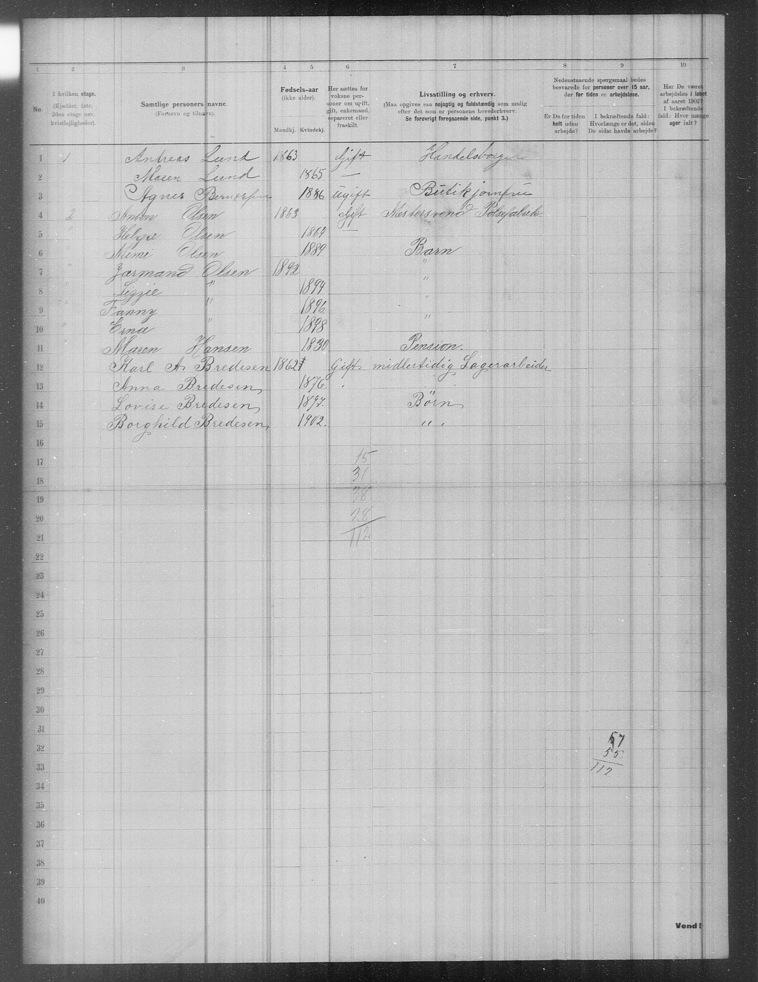 OBA, Municipal Census 1902 for Kristiania, 1902, p. 1575