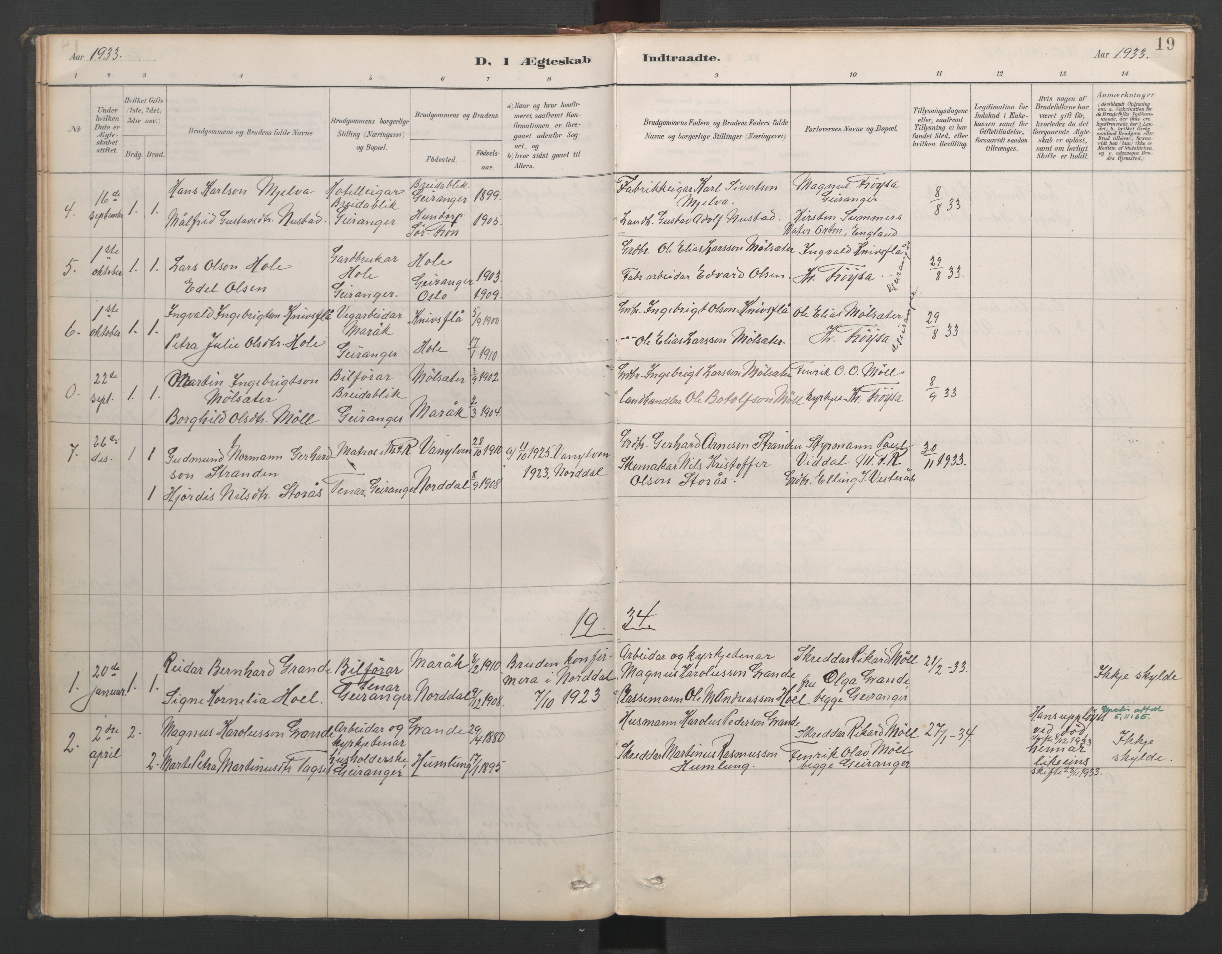 Ministerialprotokoller, klokkerbøker og fødselsregistre - Møre og Romsdal, AV/SAT-A-1454/518/L0237: Parish register (copy) no. 518C04, 1885-1963, p. 19