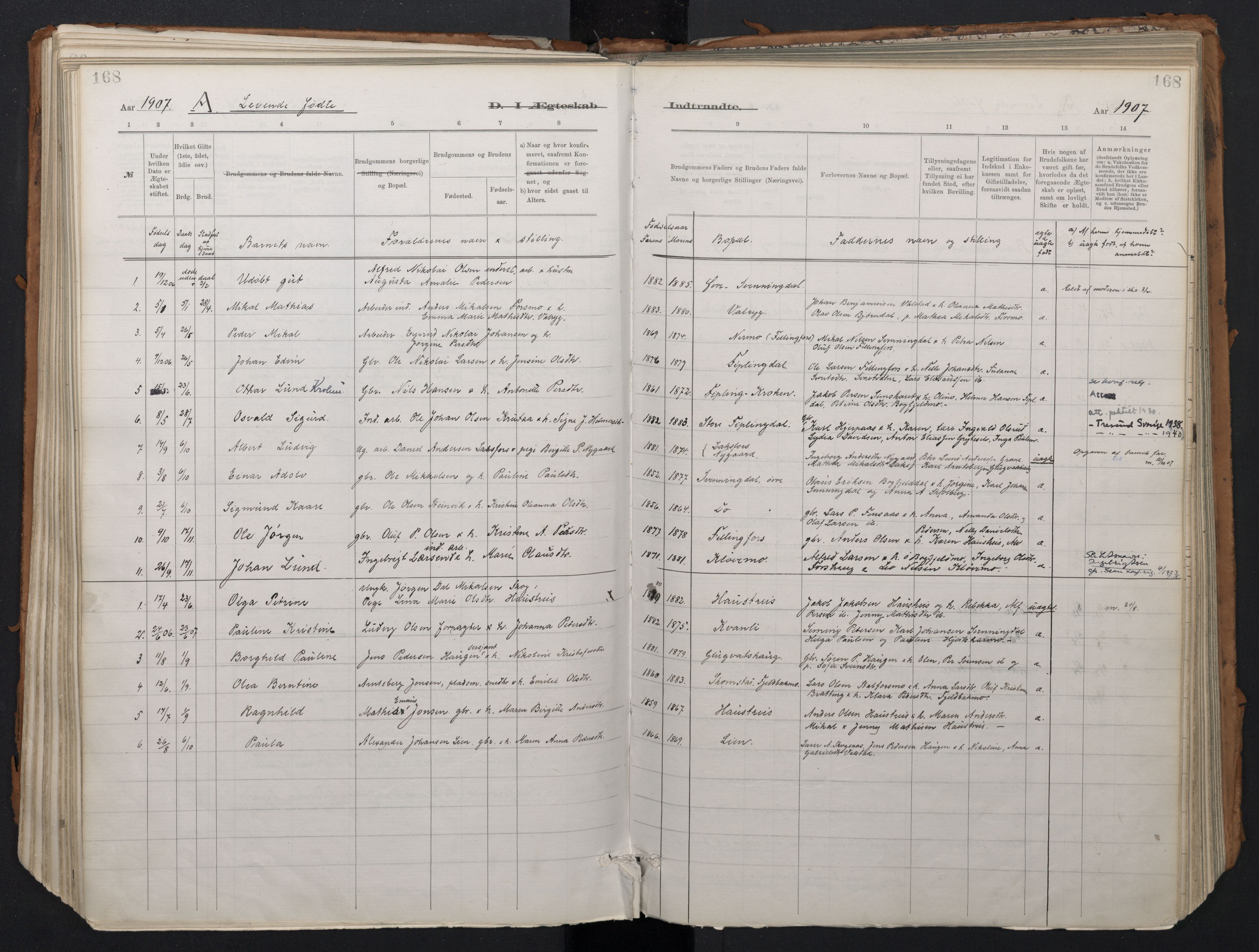 Ministerialprotokoller, klokkerbøker og fødselsregistre - Nordland, SAT/A-1459/824/L0338: Parish register (official) no. 824A01, 1880-1915, p. 168